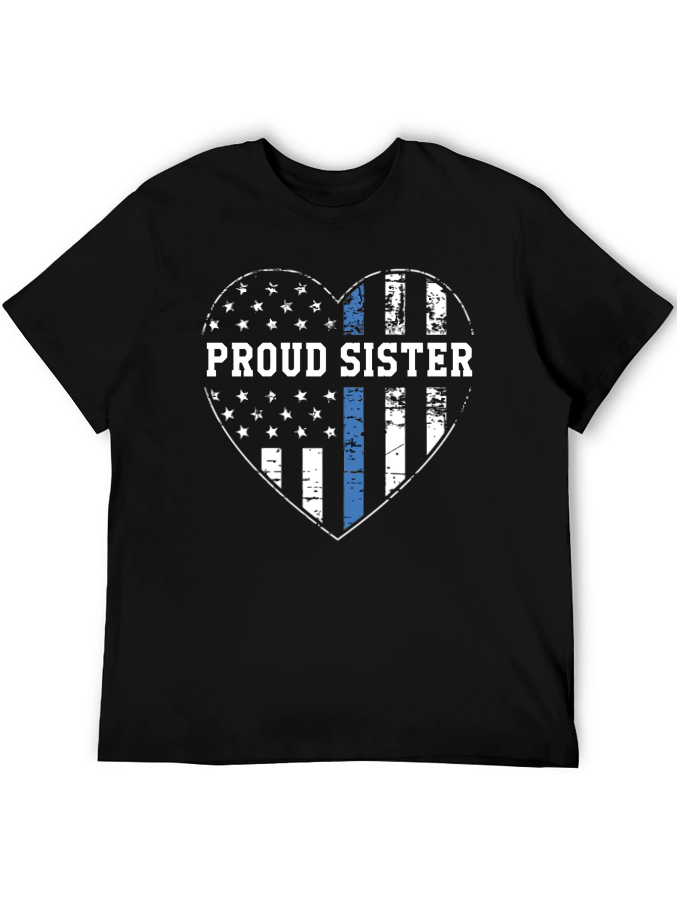 Proud Sister Thin Blue Line Heart T-Shirt