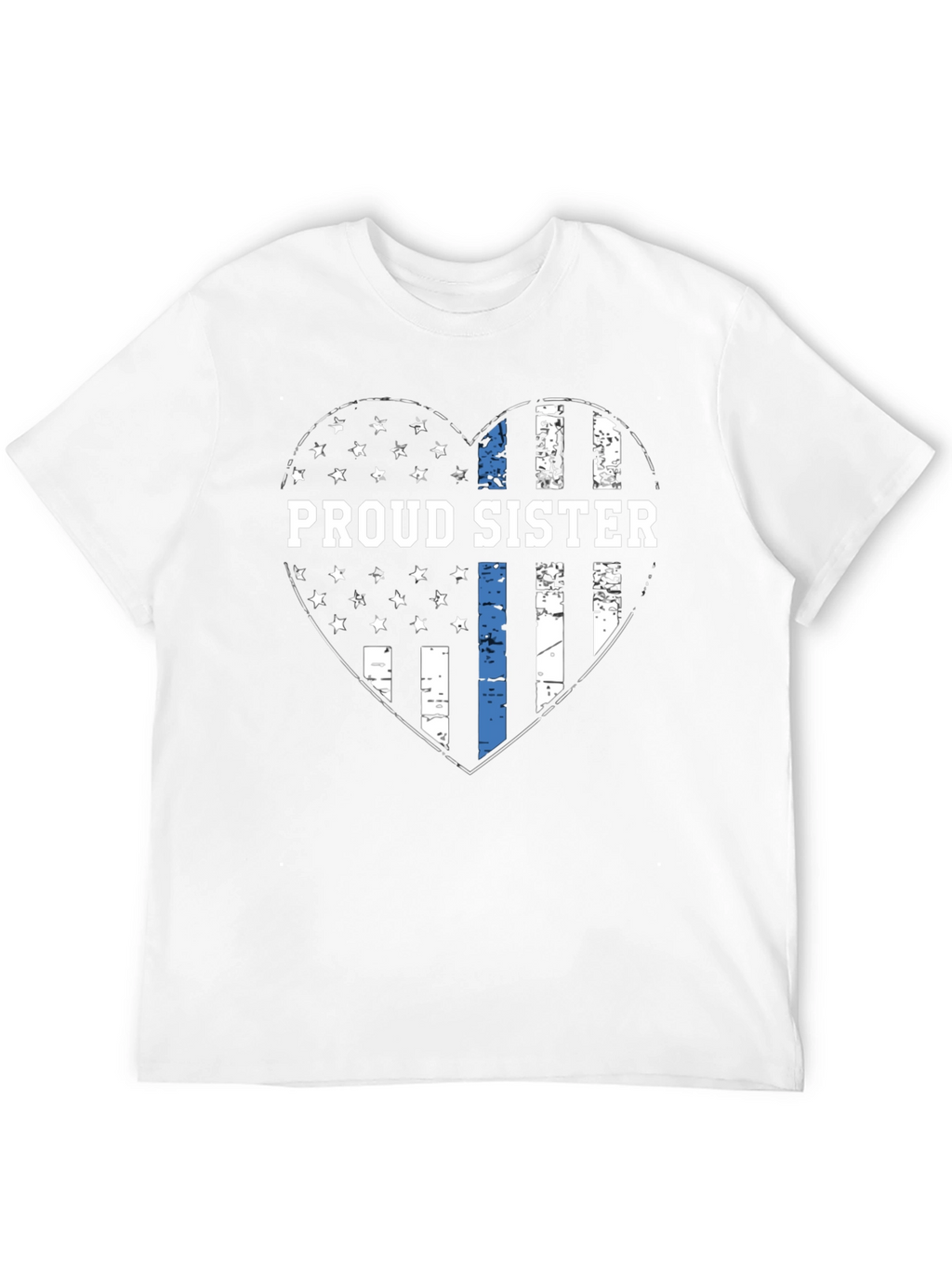 Proud Sister Thin Blue Line Heart T-Shirt