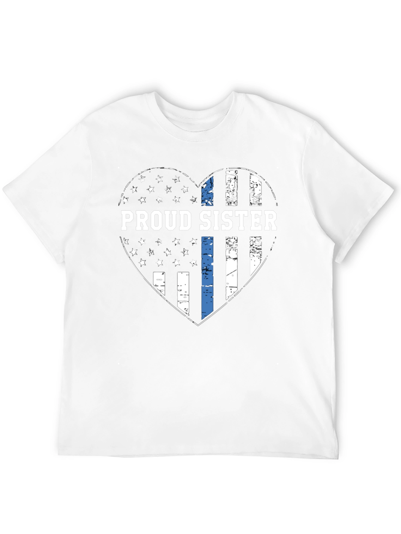 Proud Sister Thin Blue Line Heart T-Shirt