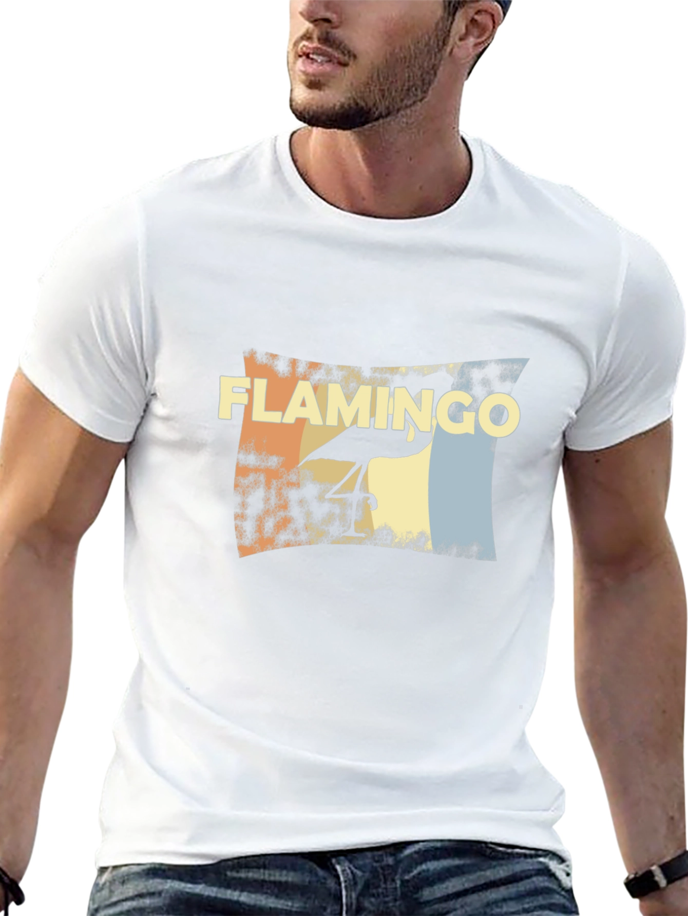 Retro Flamingo Graphic Tee - Stylish Black T-Shirt