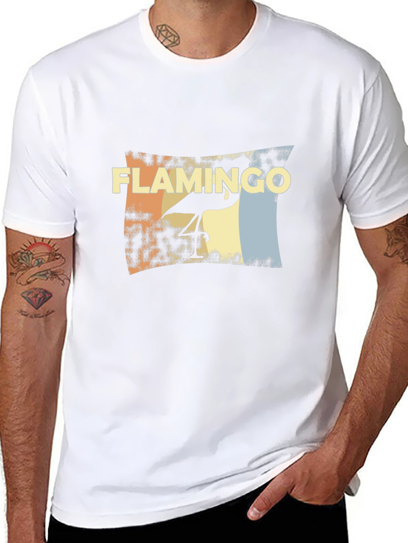 Retro Flamingo Graphic Tee - Stylish Black T-Shirt