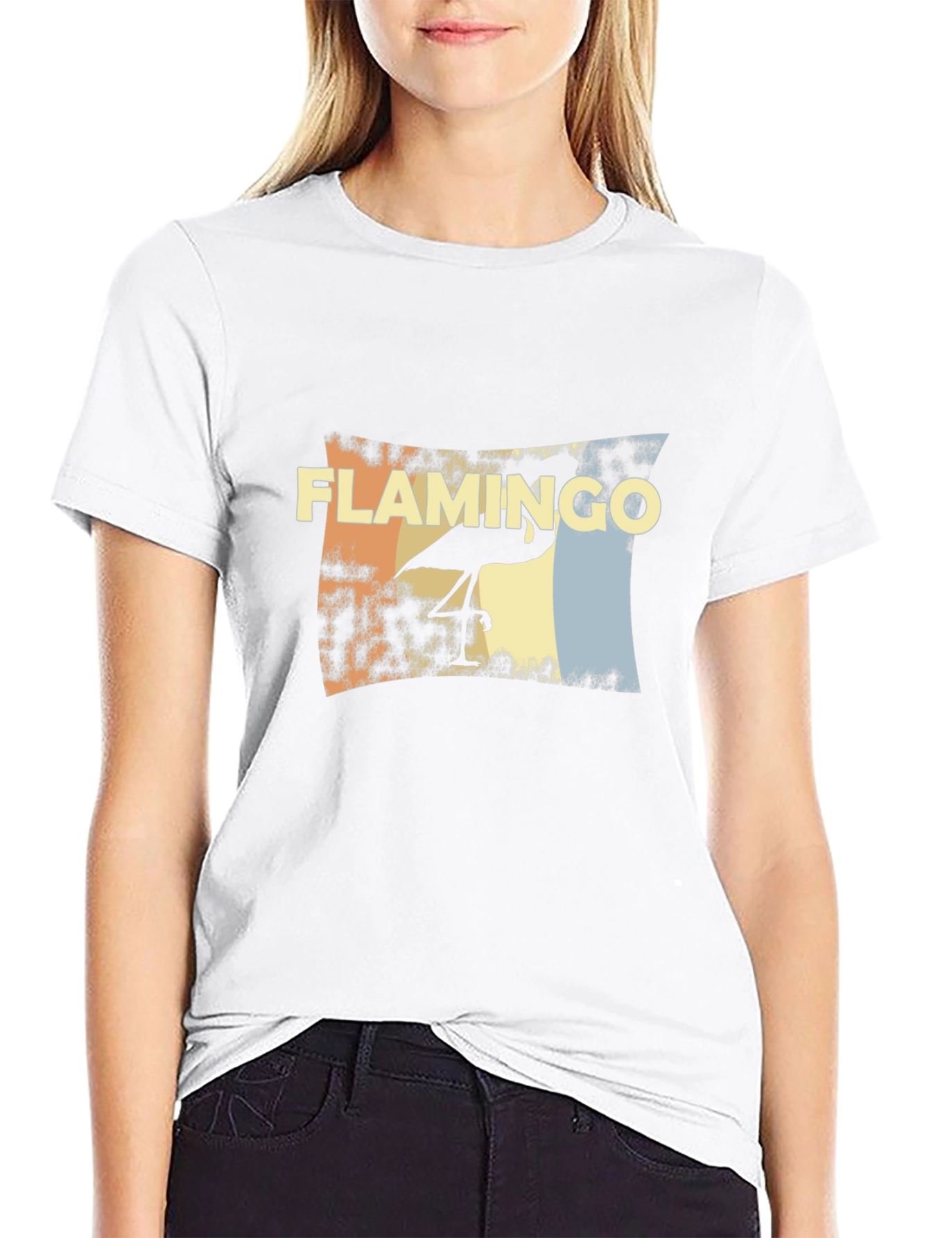 Retro Flamingo Graphic Tee - Stylish Black T-Shirt