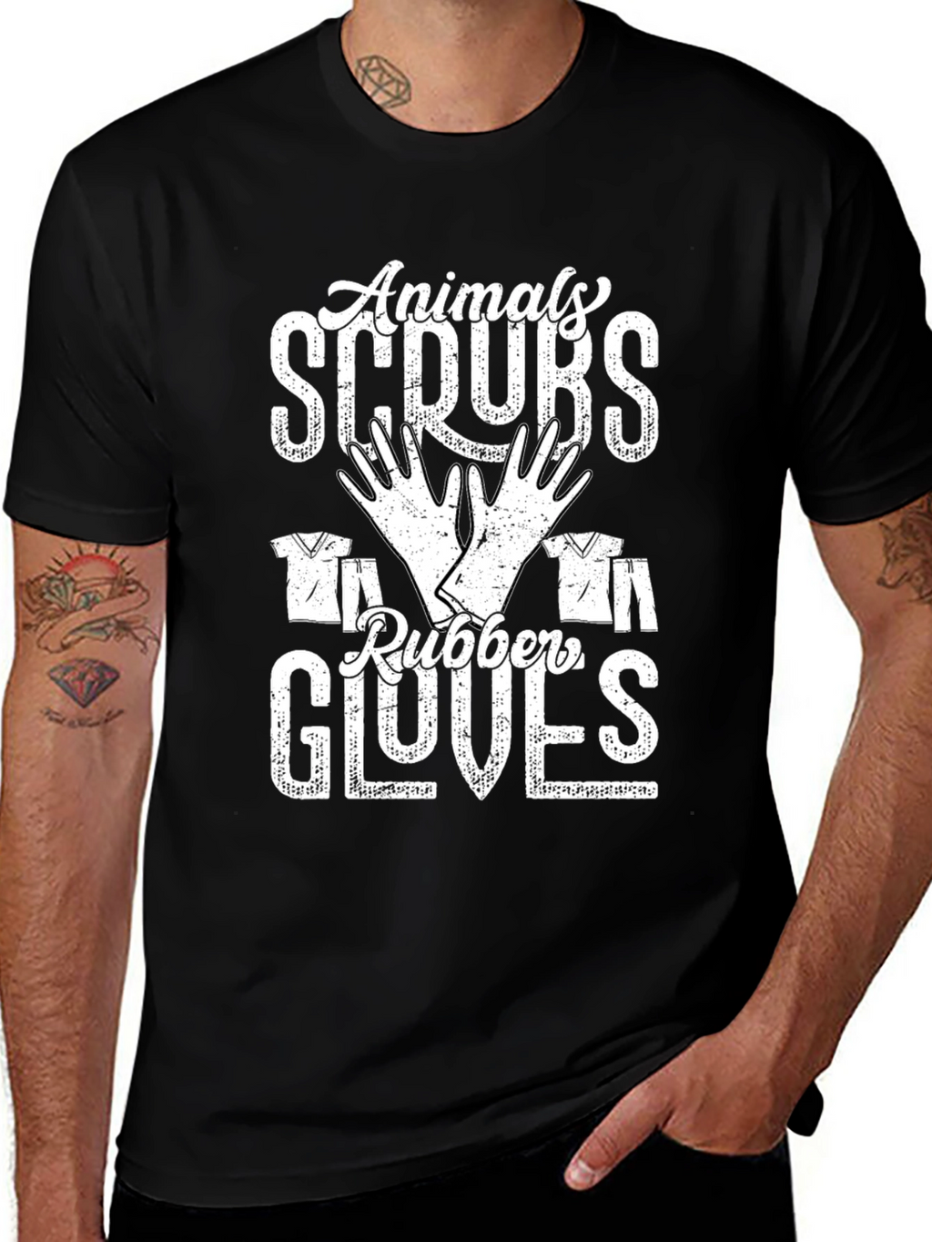 Animals Scrubs Rubber Gloves Tee - Veterinary T-Shirt