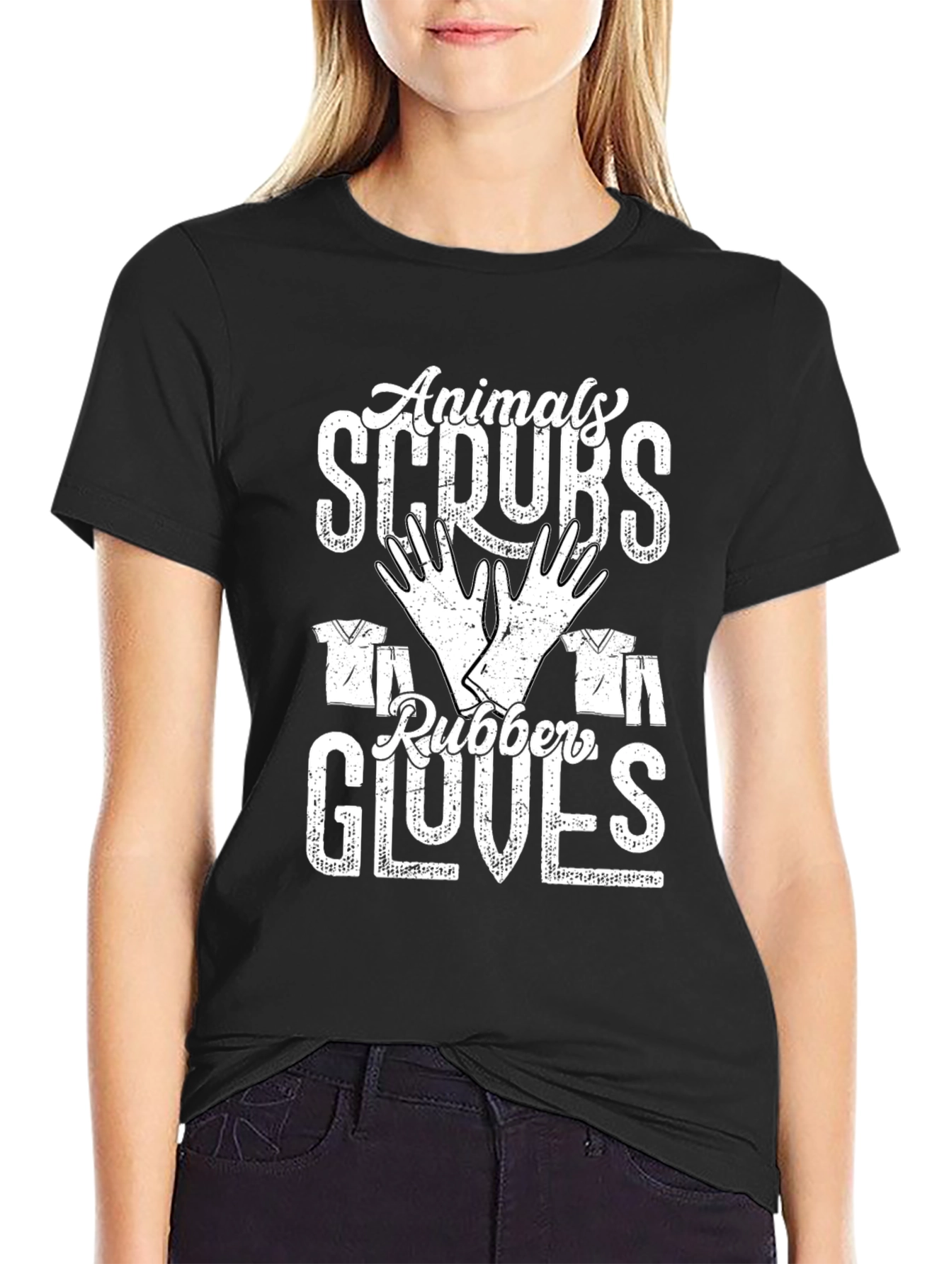 Animals Scrubs Rubber Gloves Tee - Veterinary T-Shirt
