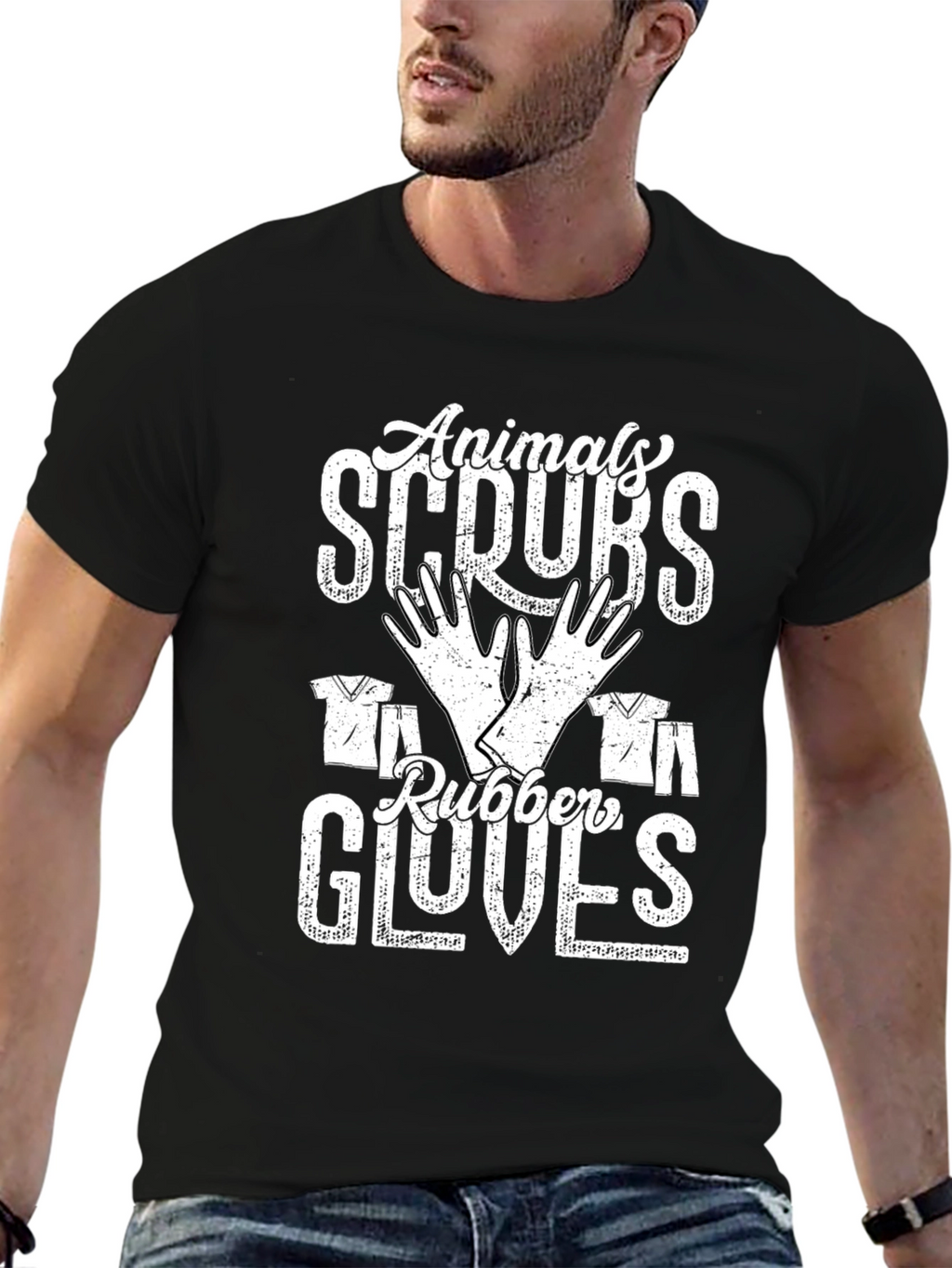 Animals Scrubs Rubber Gloves Tee - Veterinary T-Shirt