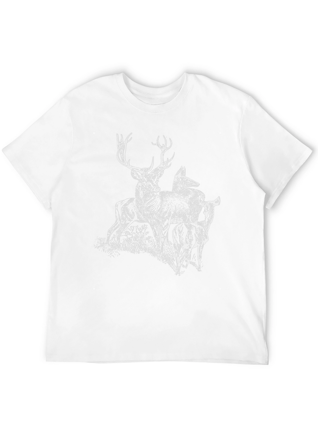 Deer Graphic Tee - Black Cotton Blend Casual Top