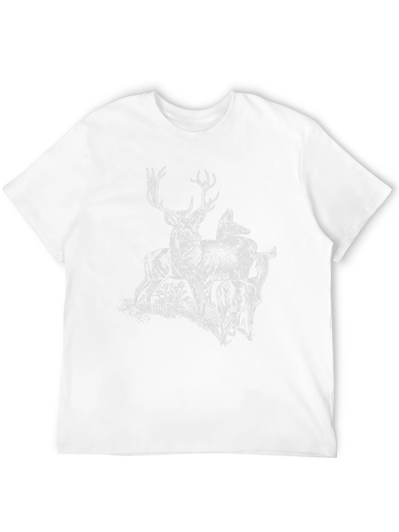 Deer Graphic Tee - Black Cotton Blend Casual Top