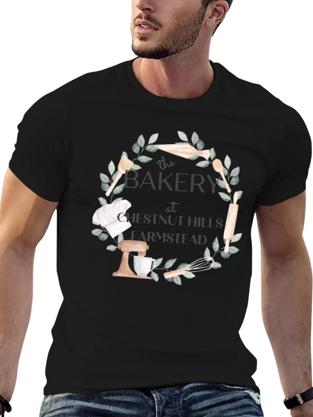 Bakers Wreath T-Shirt - Chestnut Hills Larmshlad Bakery