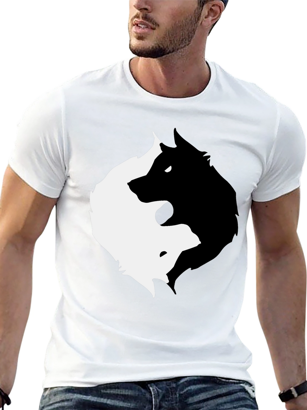 Yin Yang Wolf Graphic T-Shirt