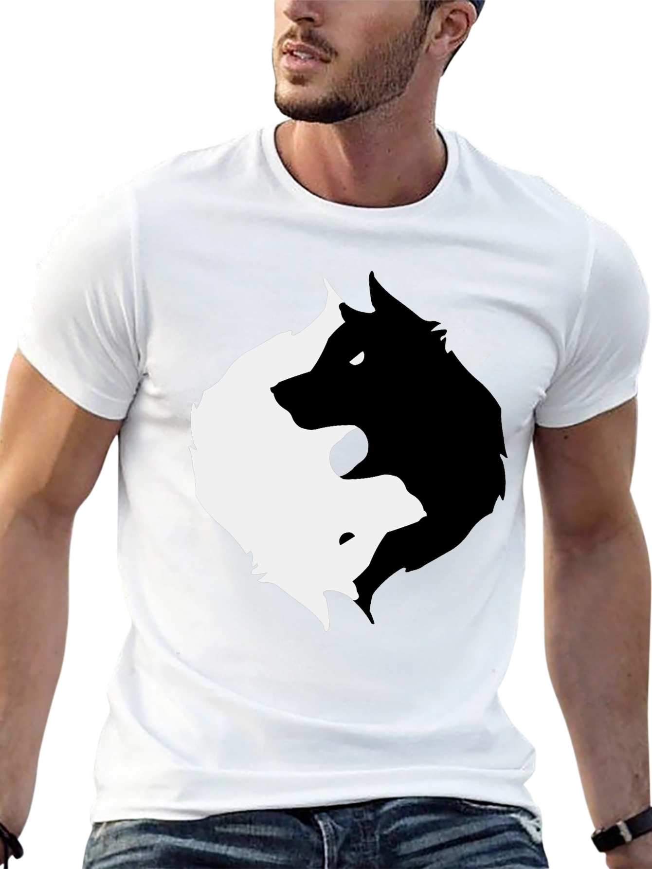 Yin Yang Wolf Graphic T-Shirt