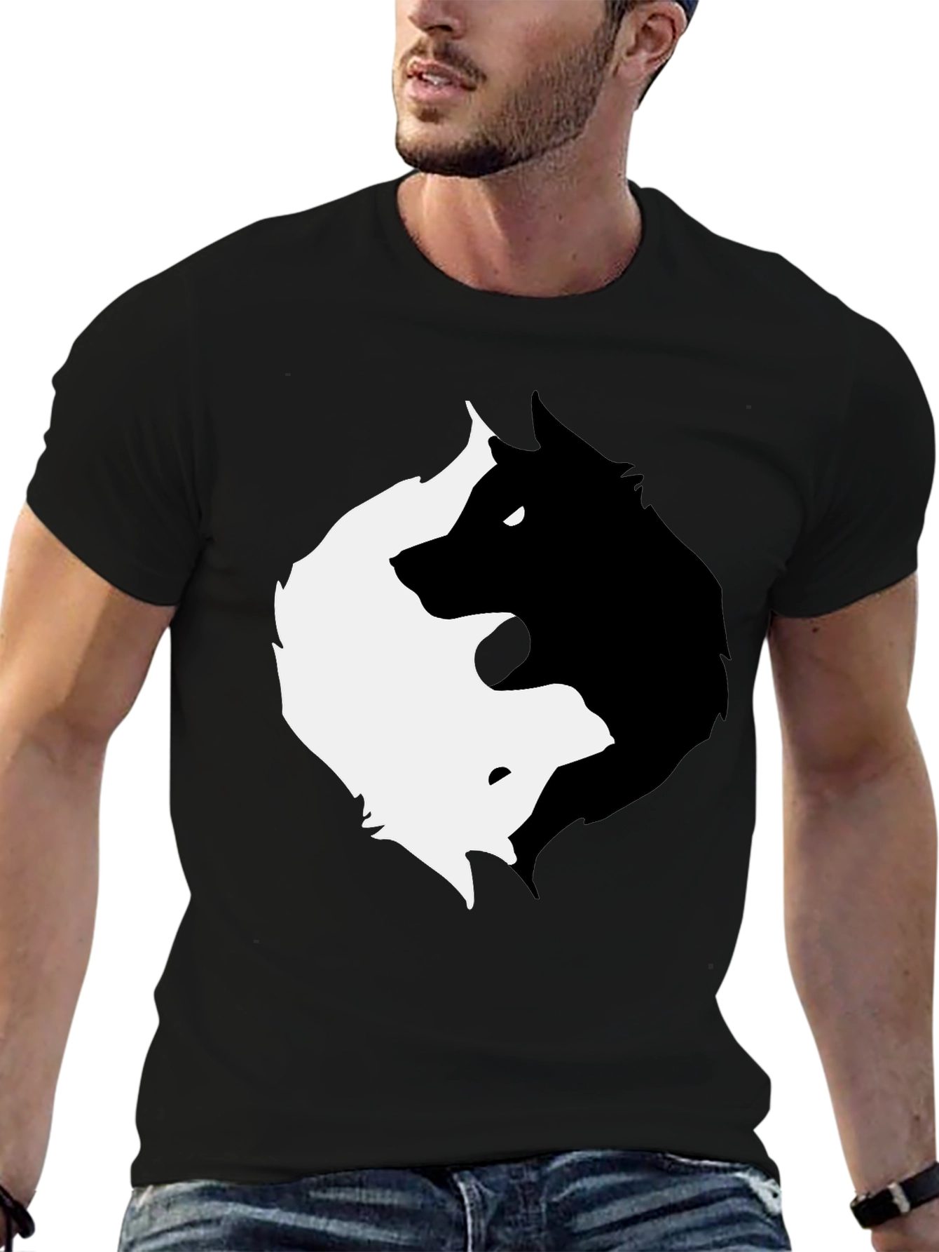 Yin Yang Wolf Graphic T-Shirt