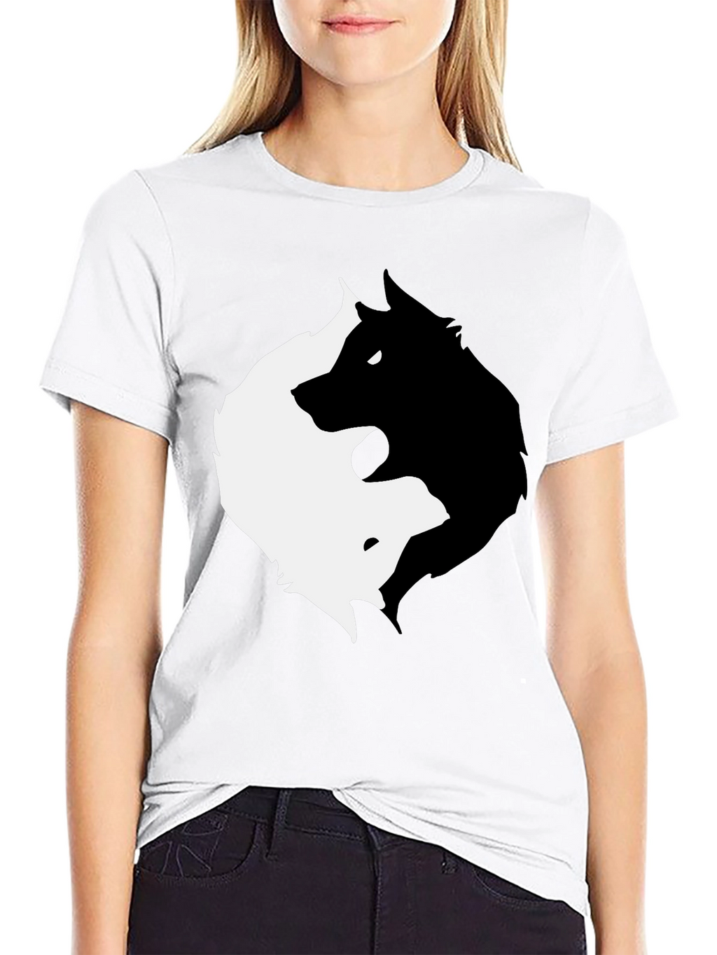 Yin Yang Wolf Graphic T-Shirt