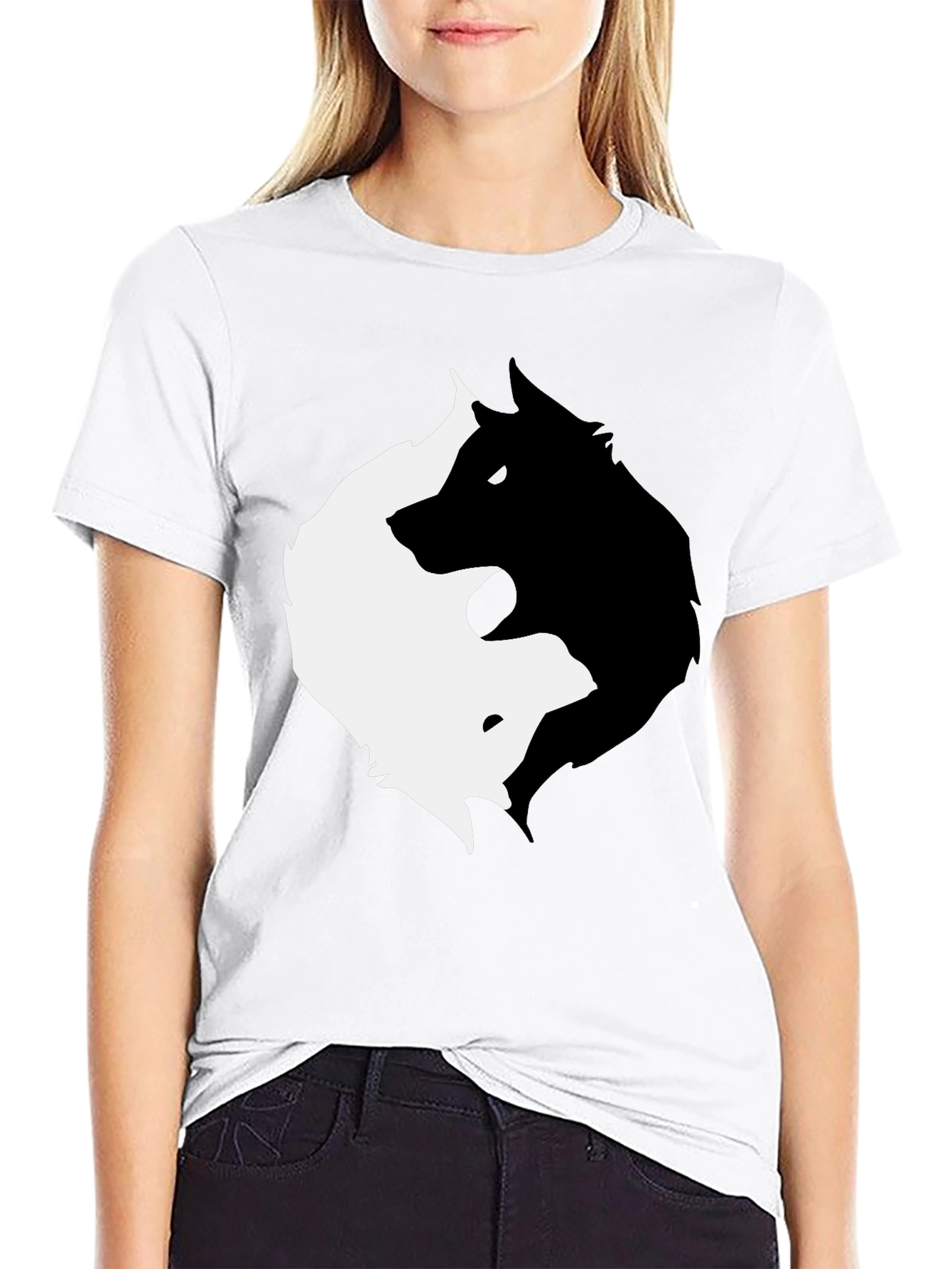 Yin Yang Wolf Graphic T-Shirt
