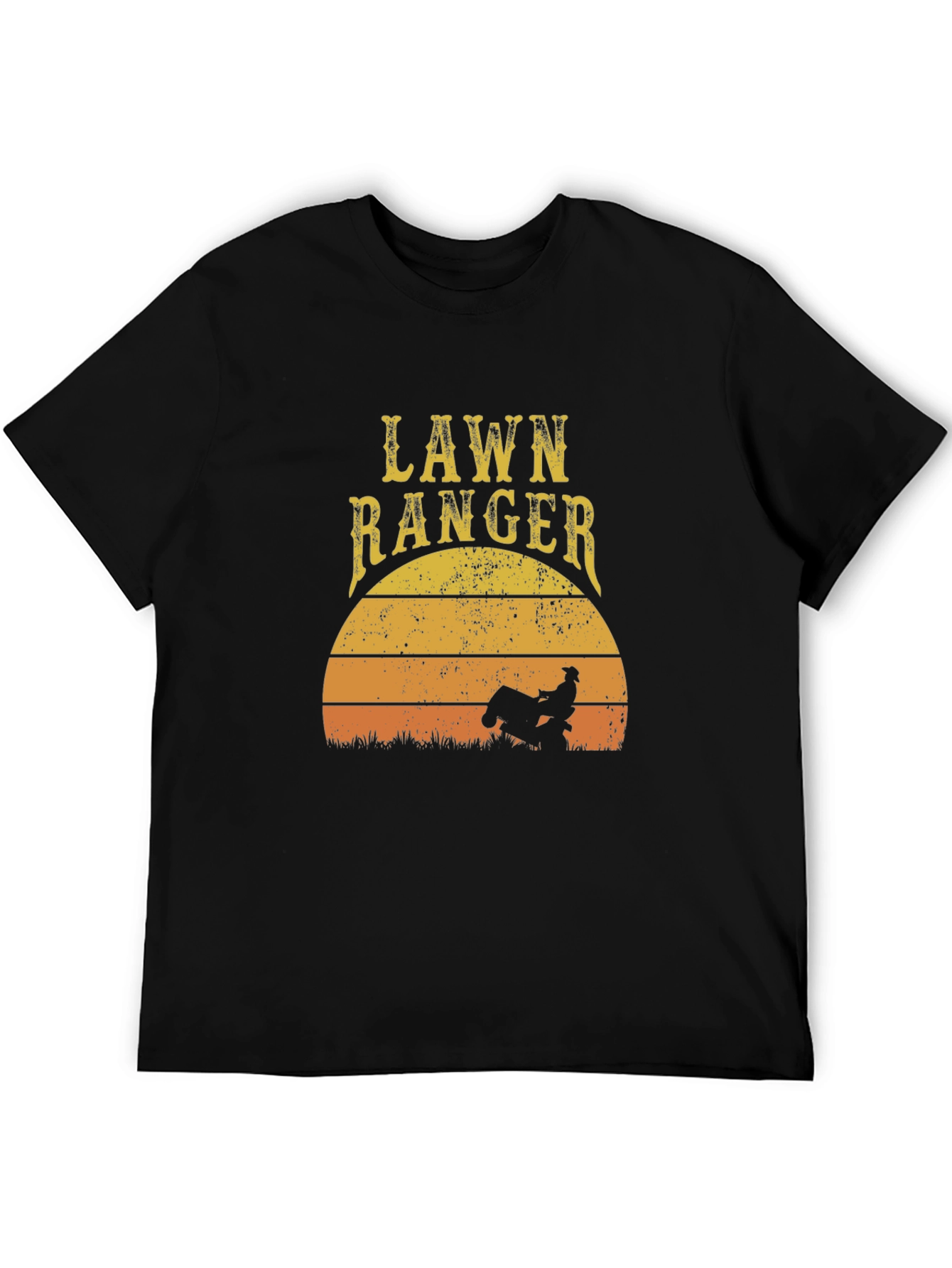 Lawn Ranger Graphic T-Shirt - Ride-On Mower Sunset Design