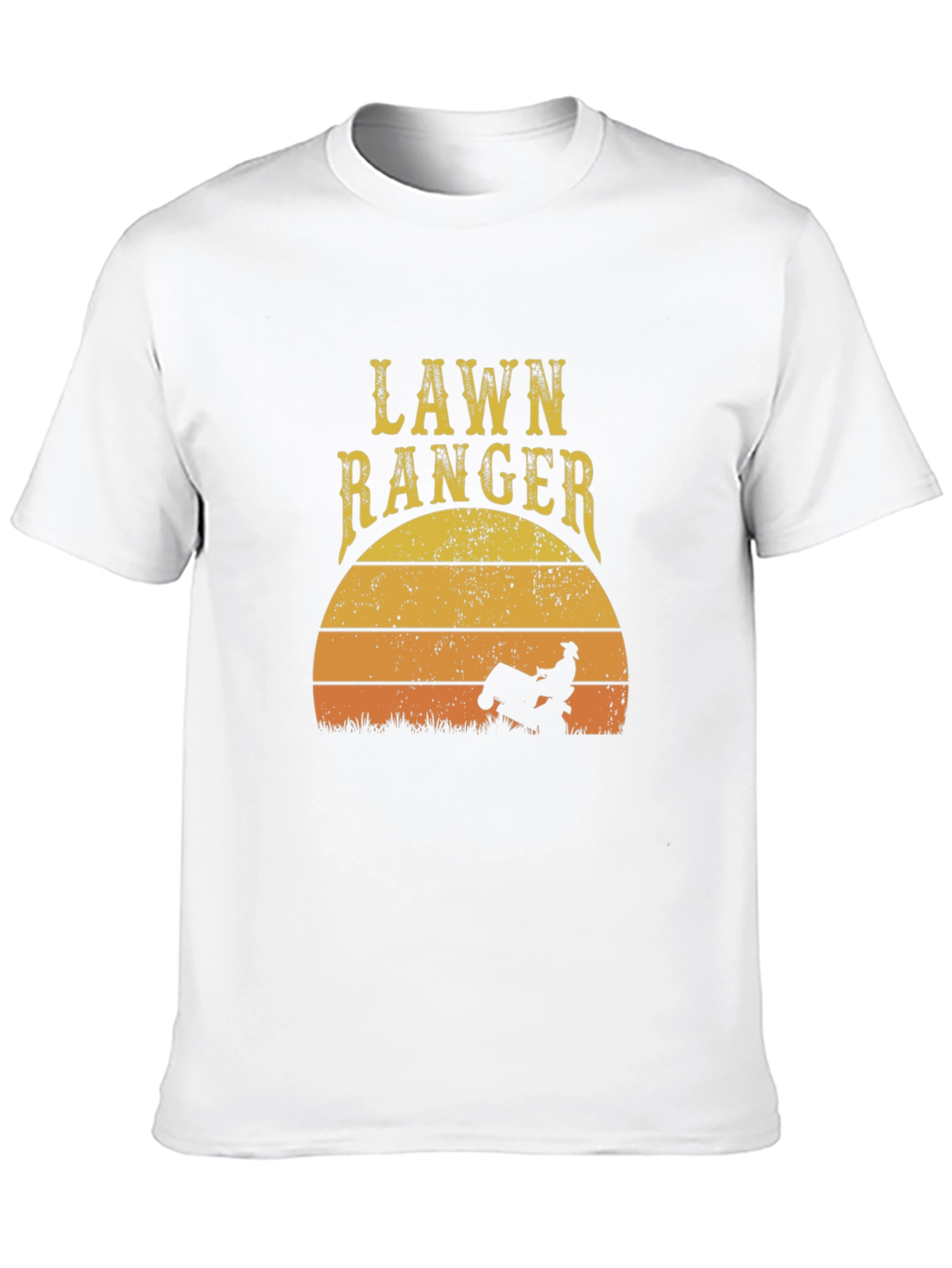 Lawn Ranger Graphic T-Shirt - Ride-On Mower Sunset Design