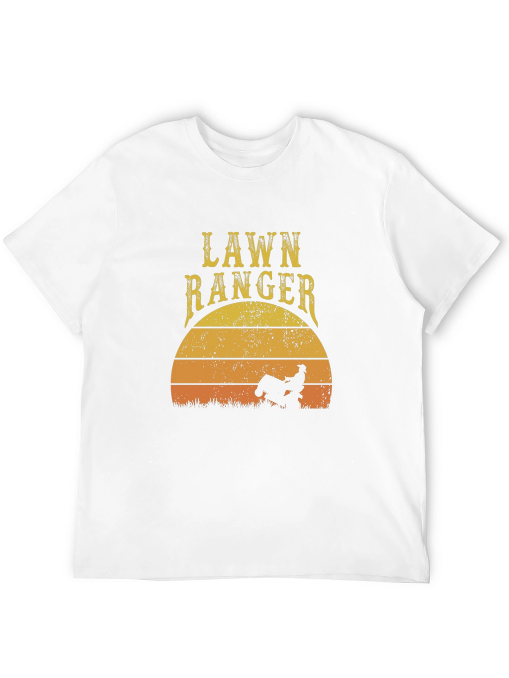Lawn Ranger Graphic T-Shirt - Ride-On Mower Sunset Design