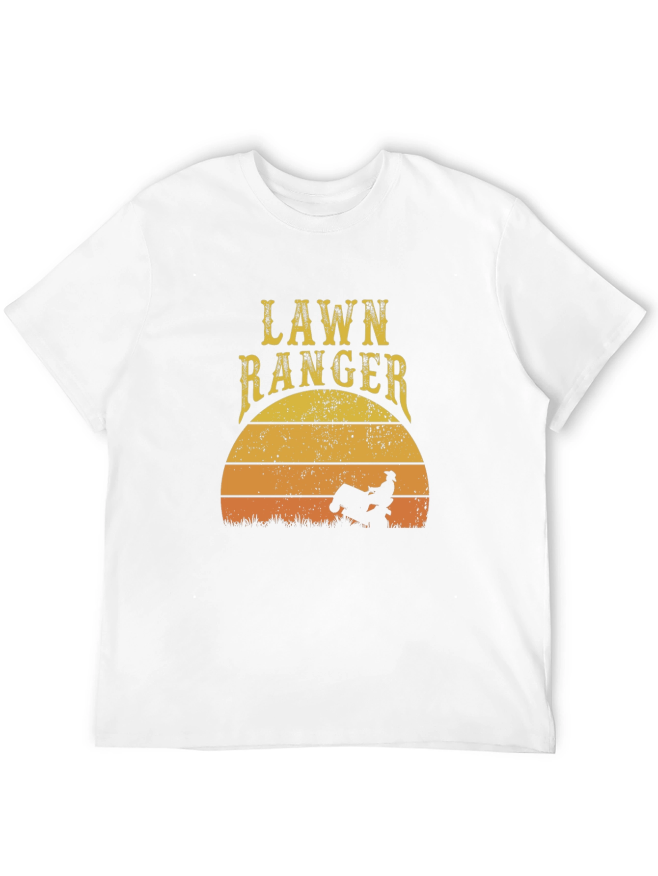 Lawn Ranger Graphic T-Shirt - Ride-On Mower Sunset Design