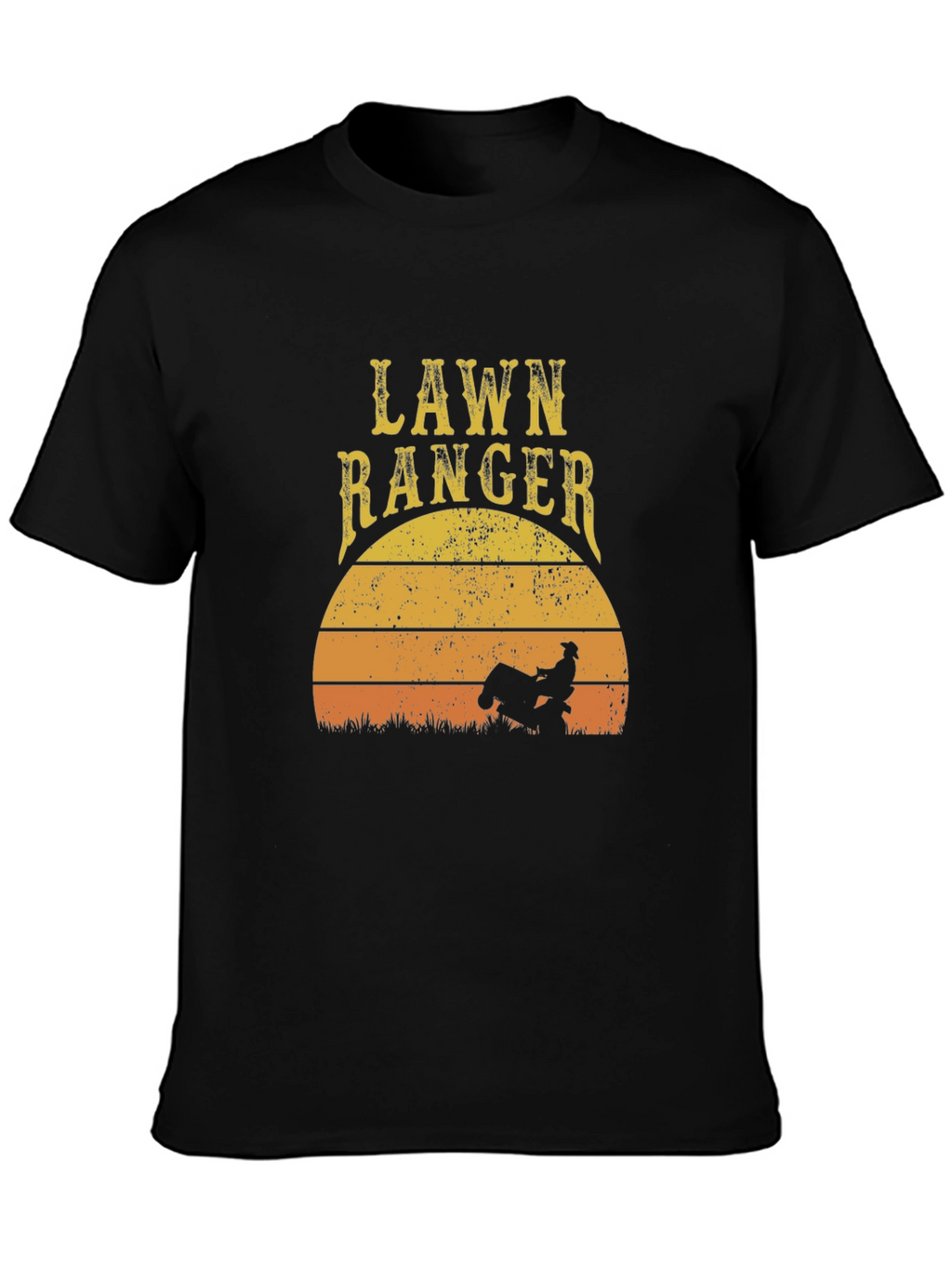 Lawn Ranger Graphic T-Shirt - Ride-On Mower Sunset Design