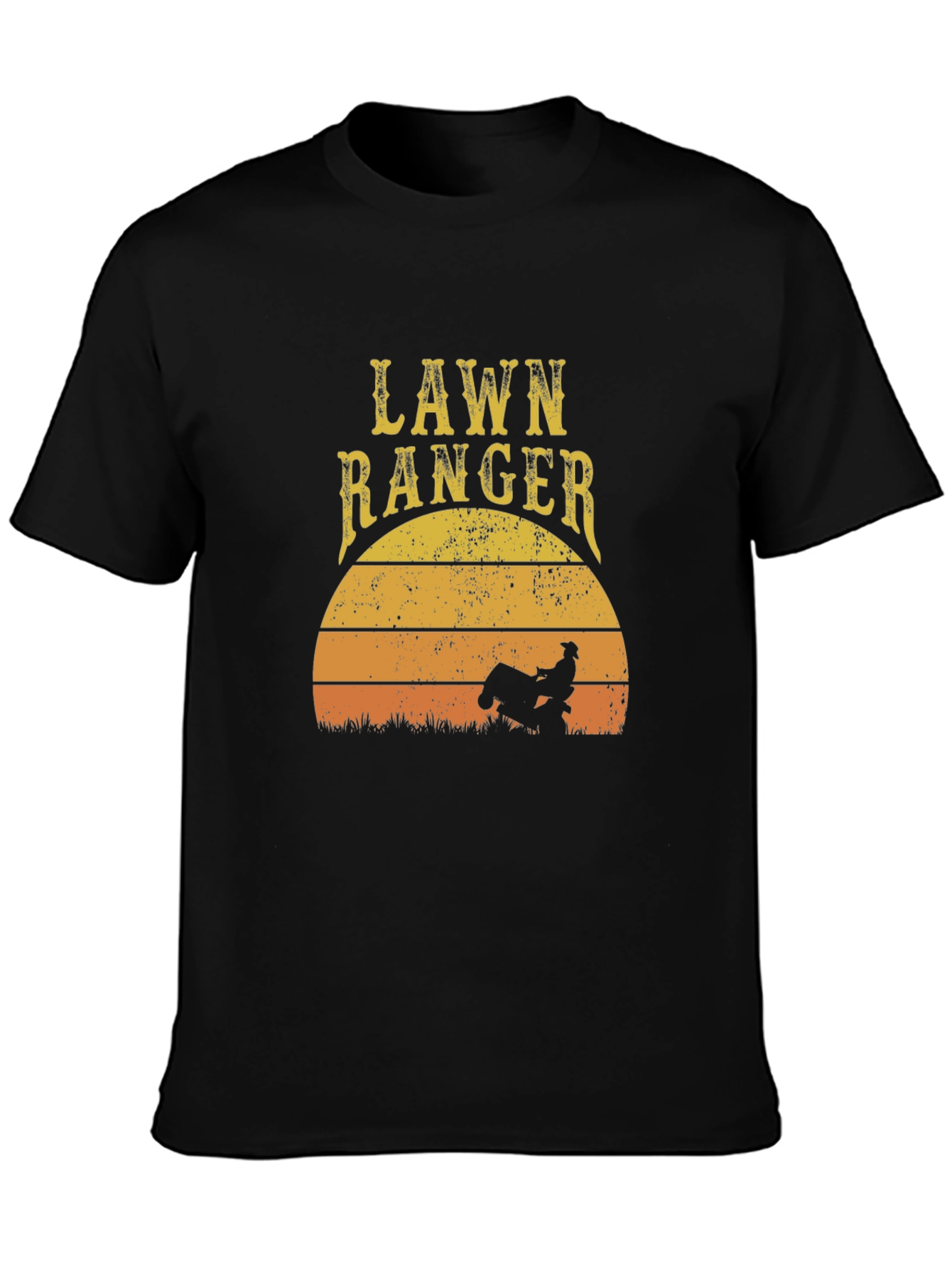 Lawn Ranger Graphic T-Shirt - Ride-On Mower Sunset Design