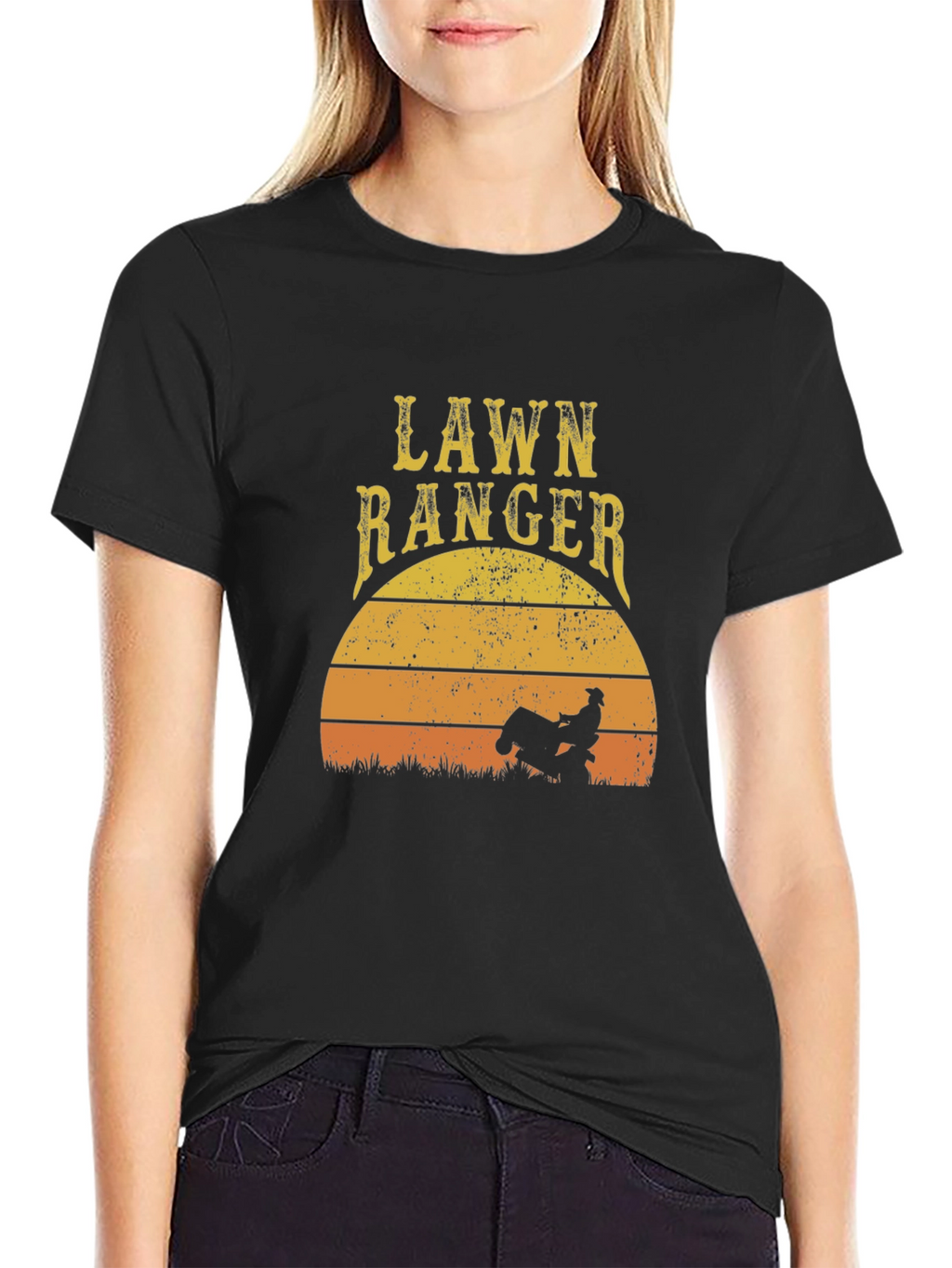Lawn Ranger Graphic T-Shirt - Ride-On Mower Sunset Design