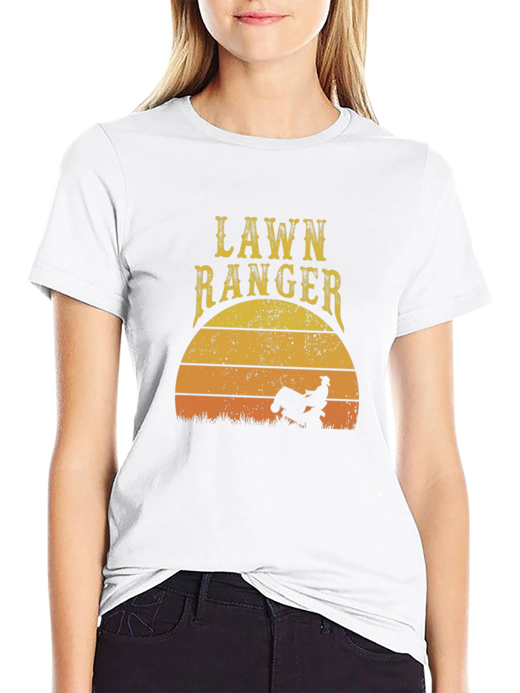 Lawn Ranger Graphic T-Shirt - Ride-On Mower Sunset Design