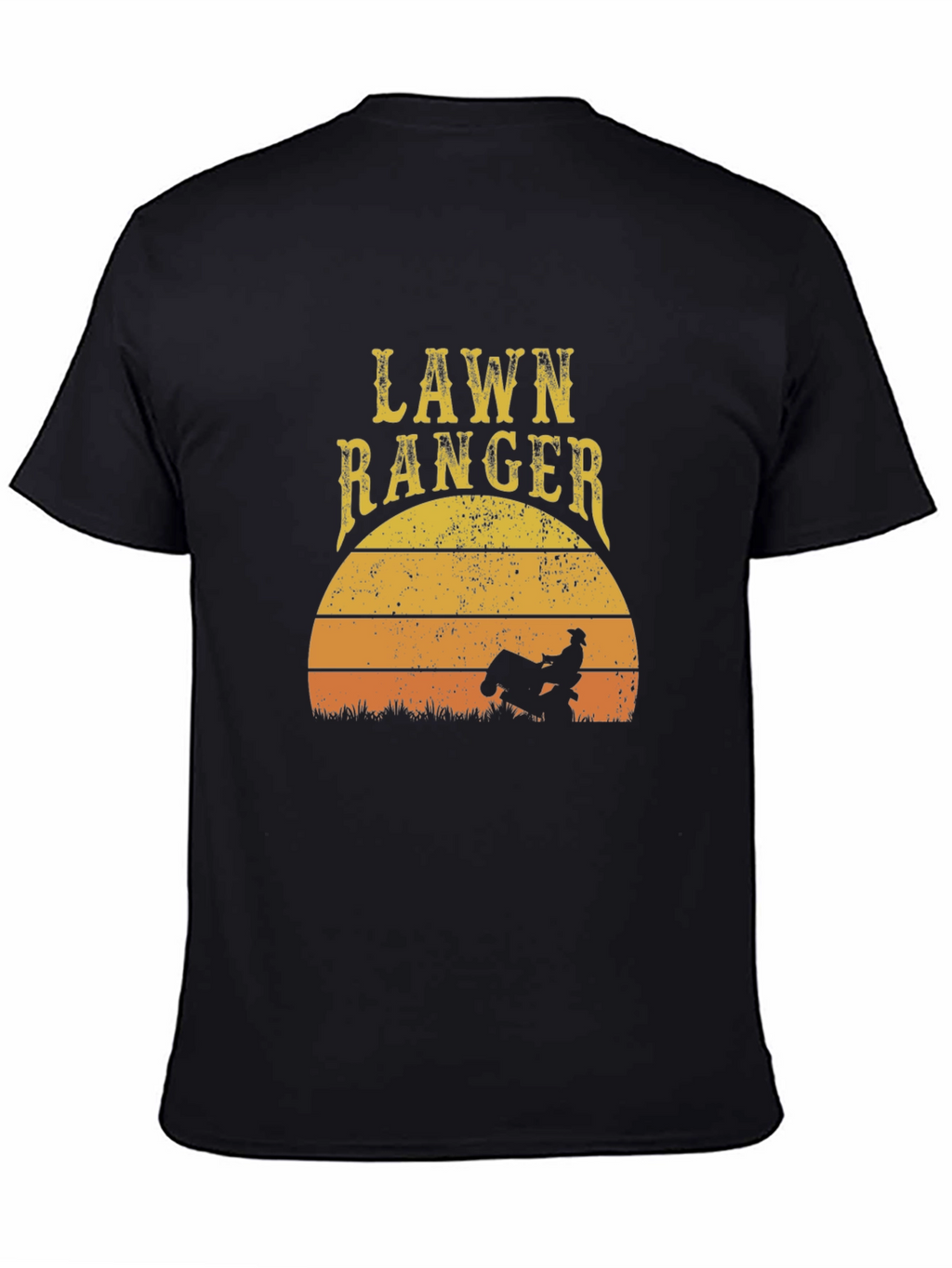 Lawn Ranger Graphic T-Shirt - Ride-On Mower Sunset Design