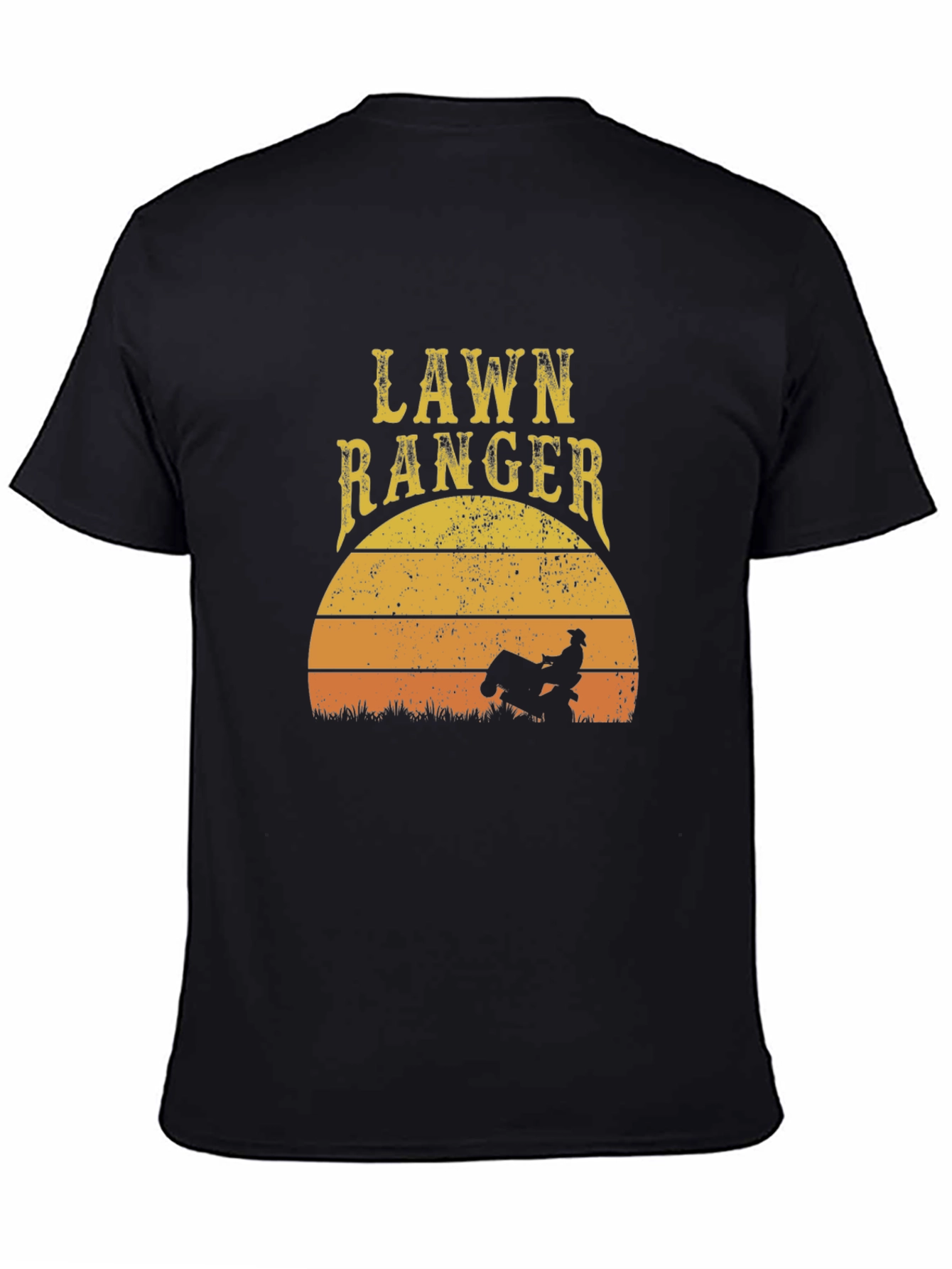 Lawn Ranger Graphic T-Shirt - Ride-On Mower Sunset Design
