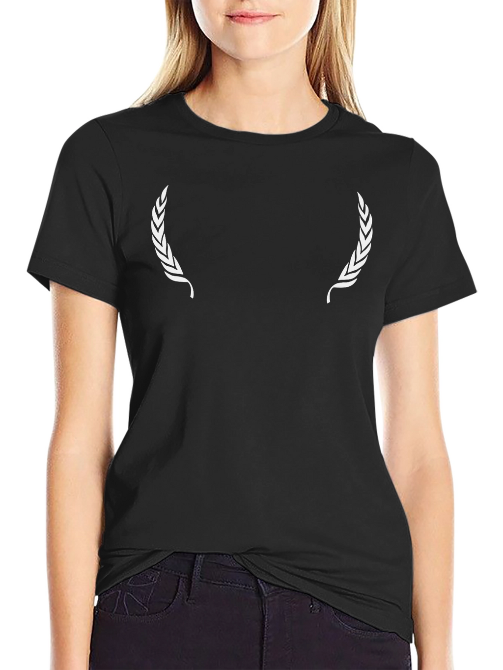 Mens Black T-Shirt with Laurel Wreath Design