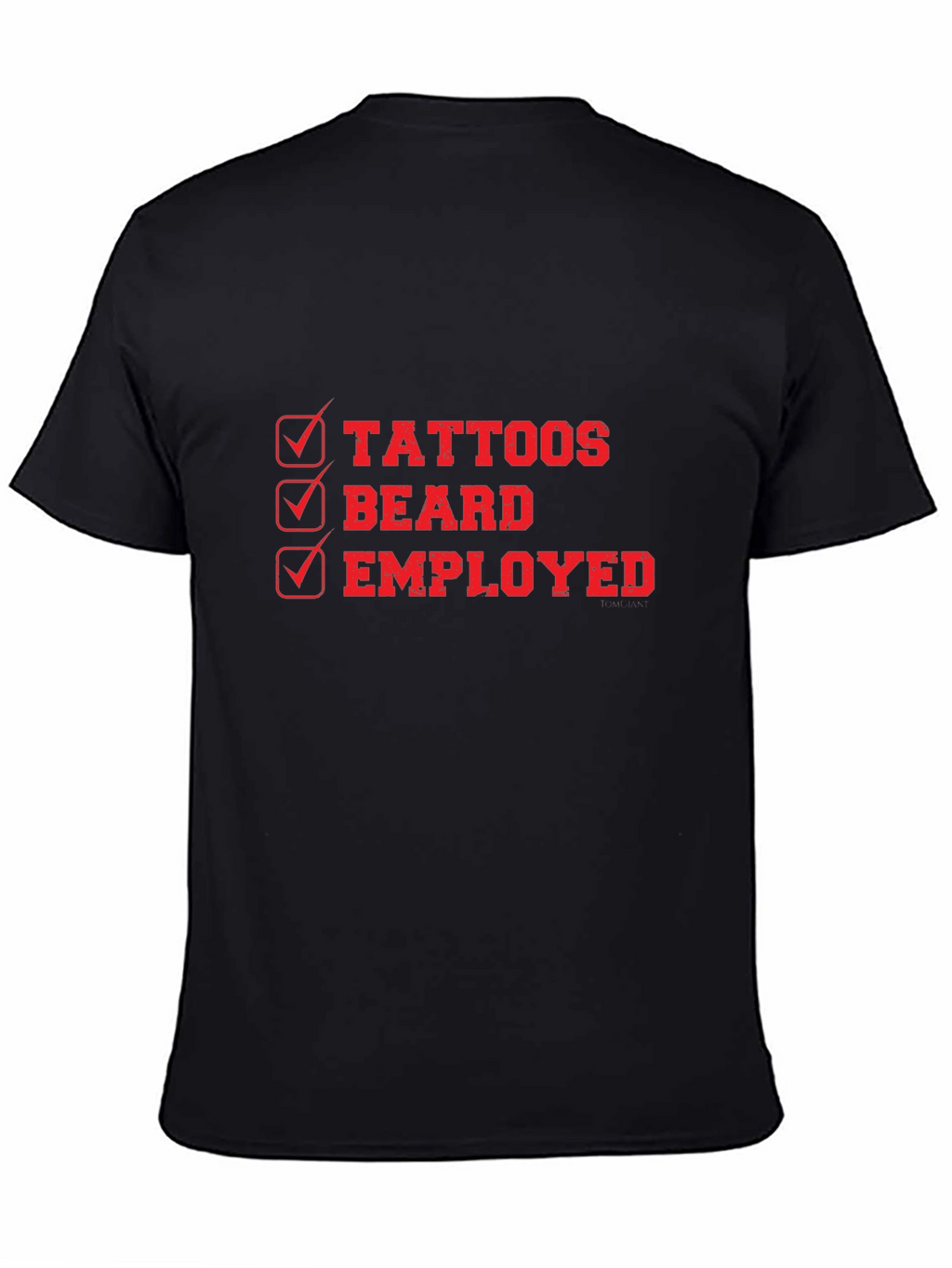 Tattoos Beard Employed Mens Black Graphic Tee