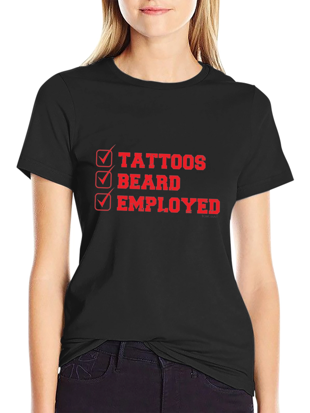 Tattoos Beard Employed Mens Black Graphic Tee