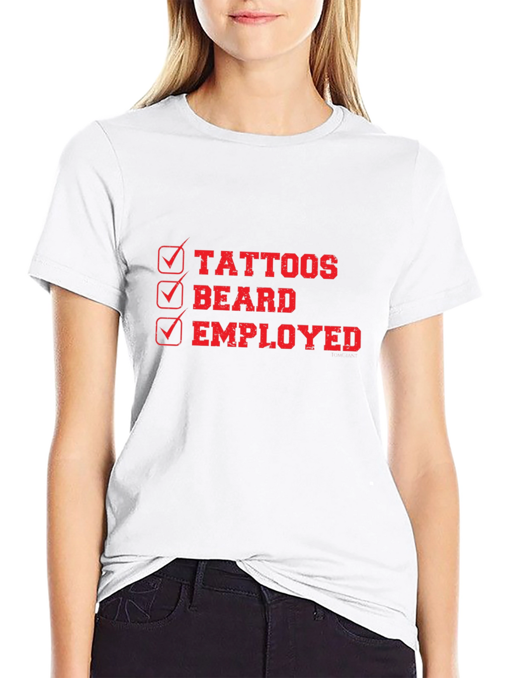 Tattoos Beard Employed Mens Black Graphic Tee