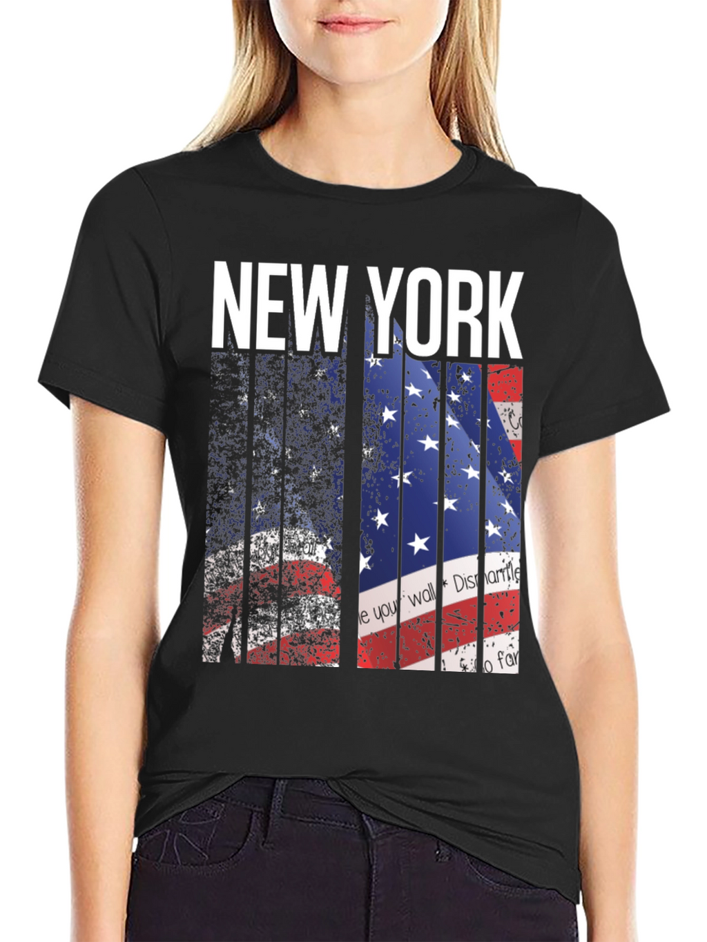 New York American Flag Print Mens T-Shirt