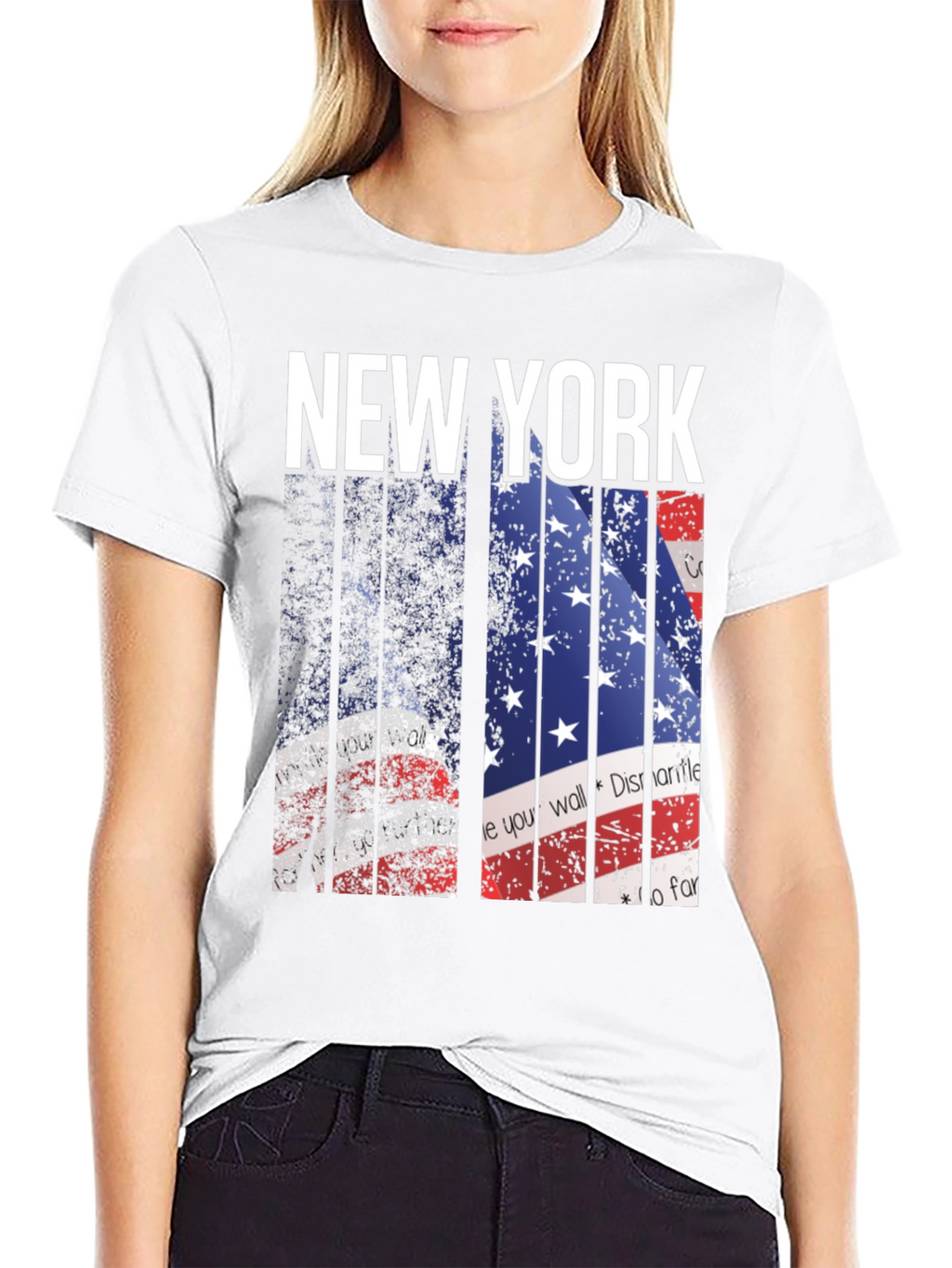 New York American Flag Print Mens T-Shirt