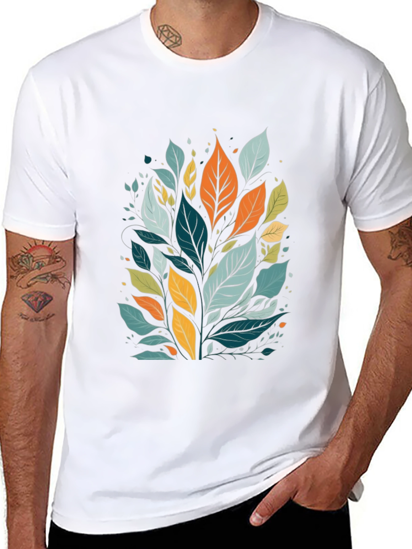 Leaf Print Tee - Modern Style