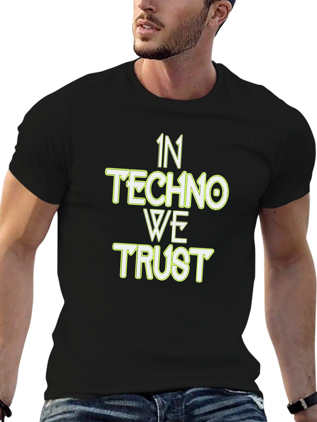 In Techno We Trust Black Graphic Tee