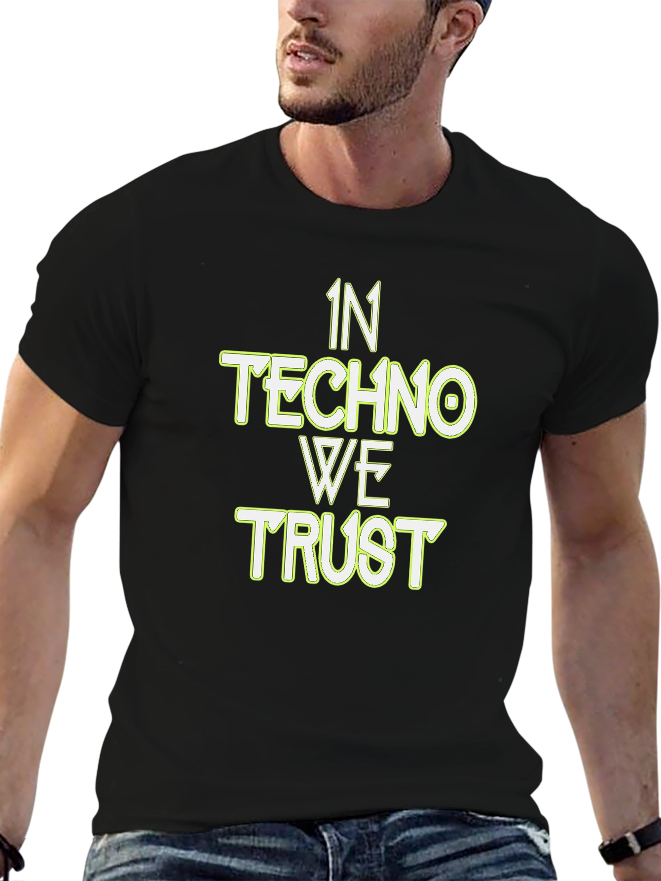 In Techno We Trust Black Graphic Tee