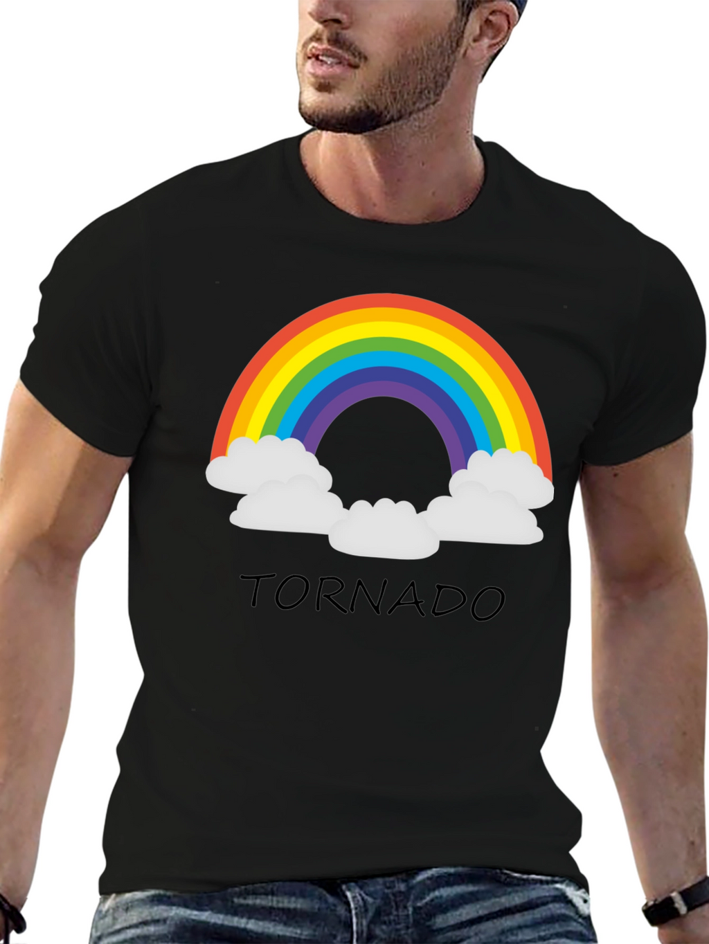 Rainbow Tornado Black T-Shirt