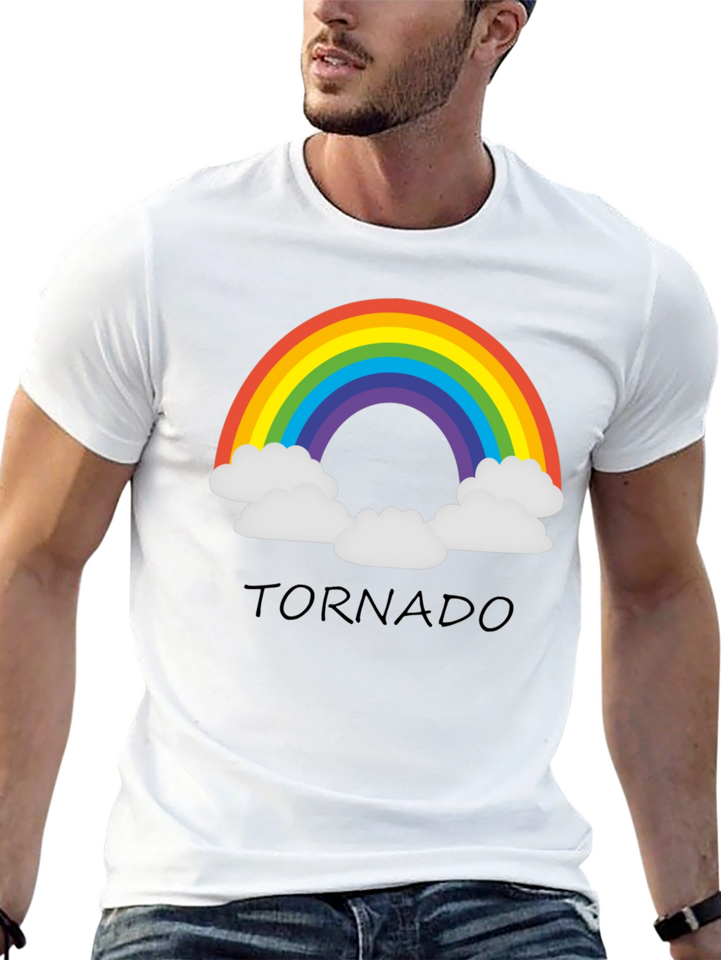 Rainbow Tornado Black T-Shirt