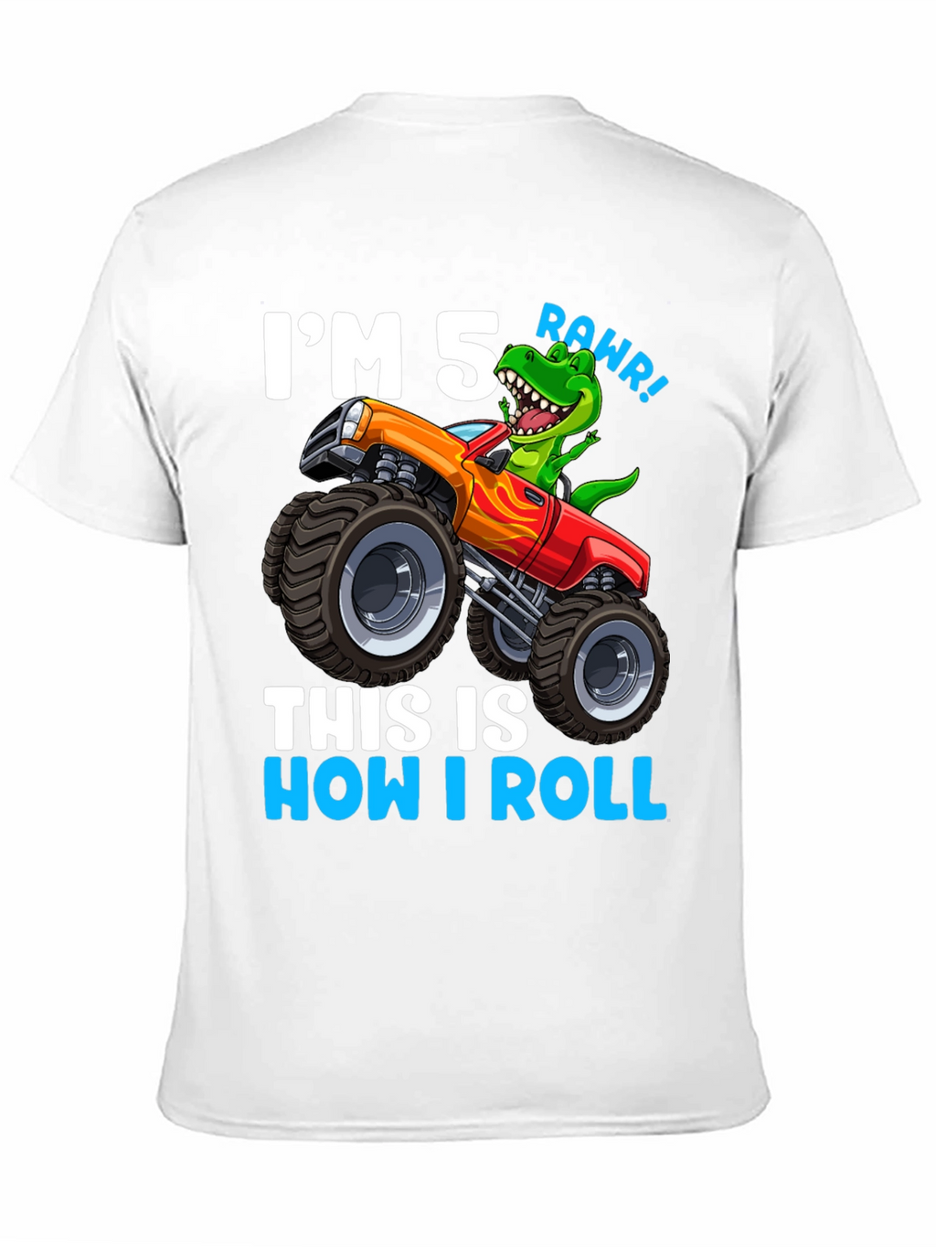 5th Birthday Monster Truck Dinosaur T-Shirt