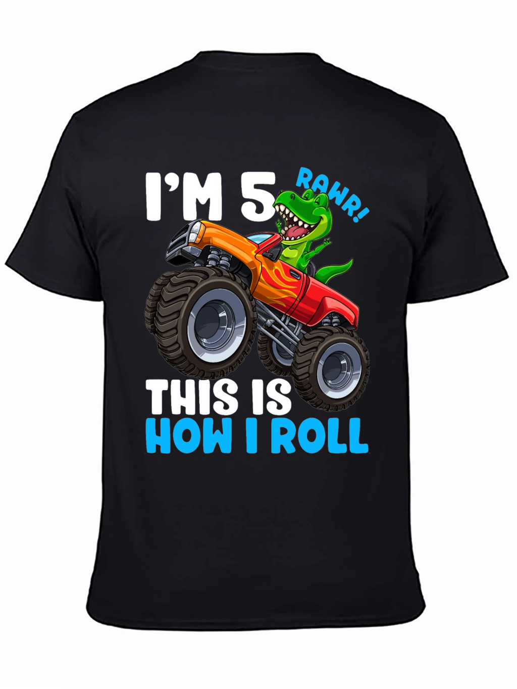5th Birthday Monster Truck Dinosaur T-Shirt