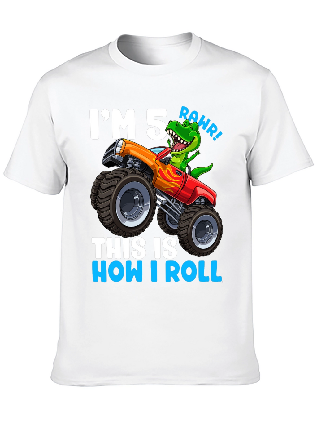 5th Birthday Monster Truck Dinosaur T-Shirt
