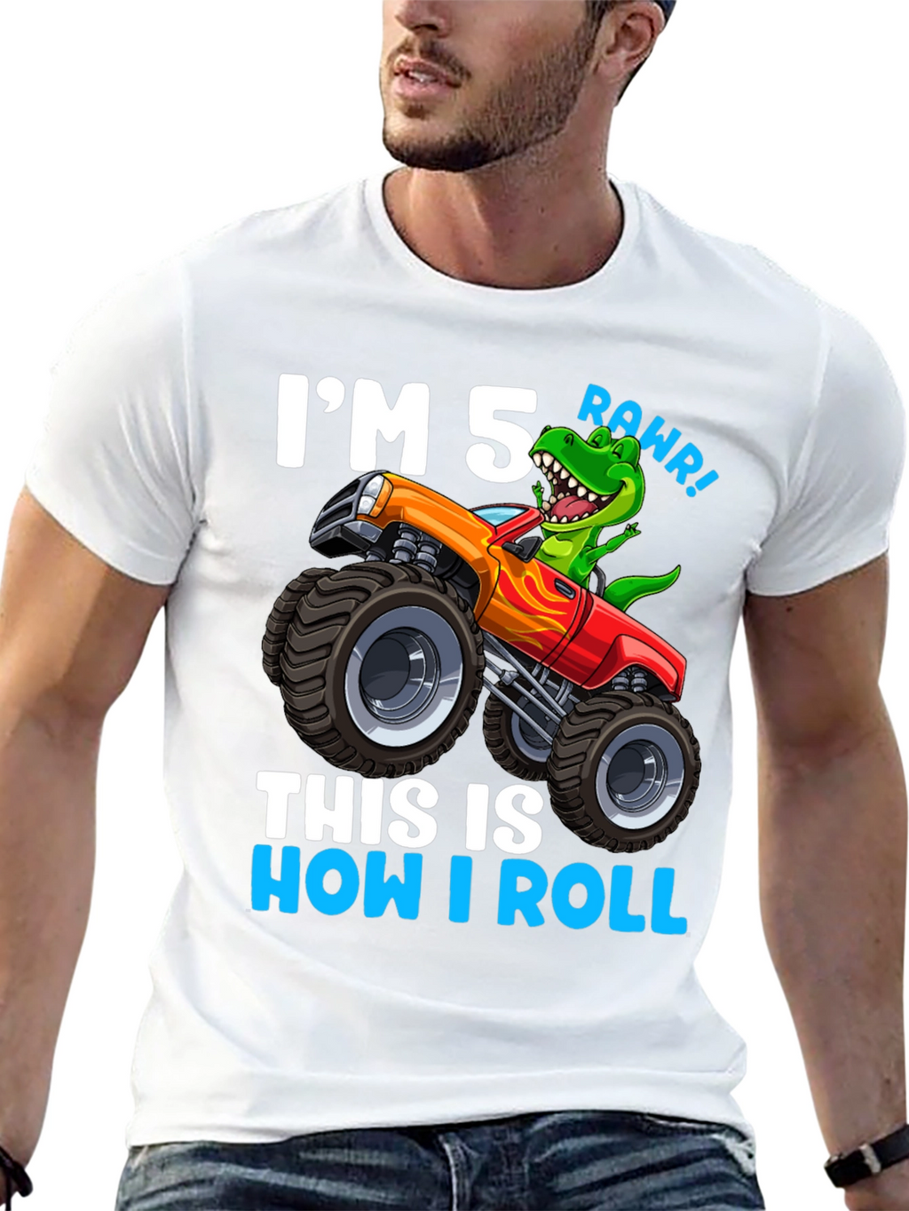 5th Birthday Monster Truck Dinosaur T-Shirt