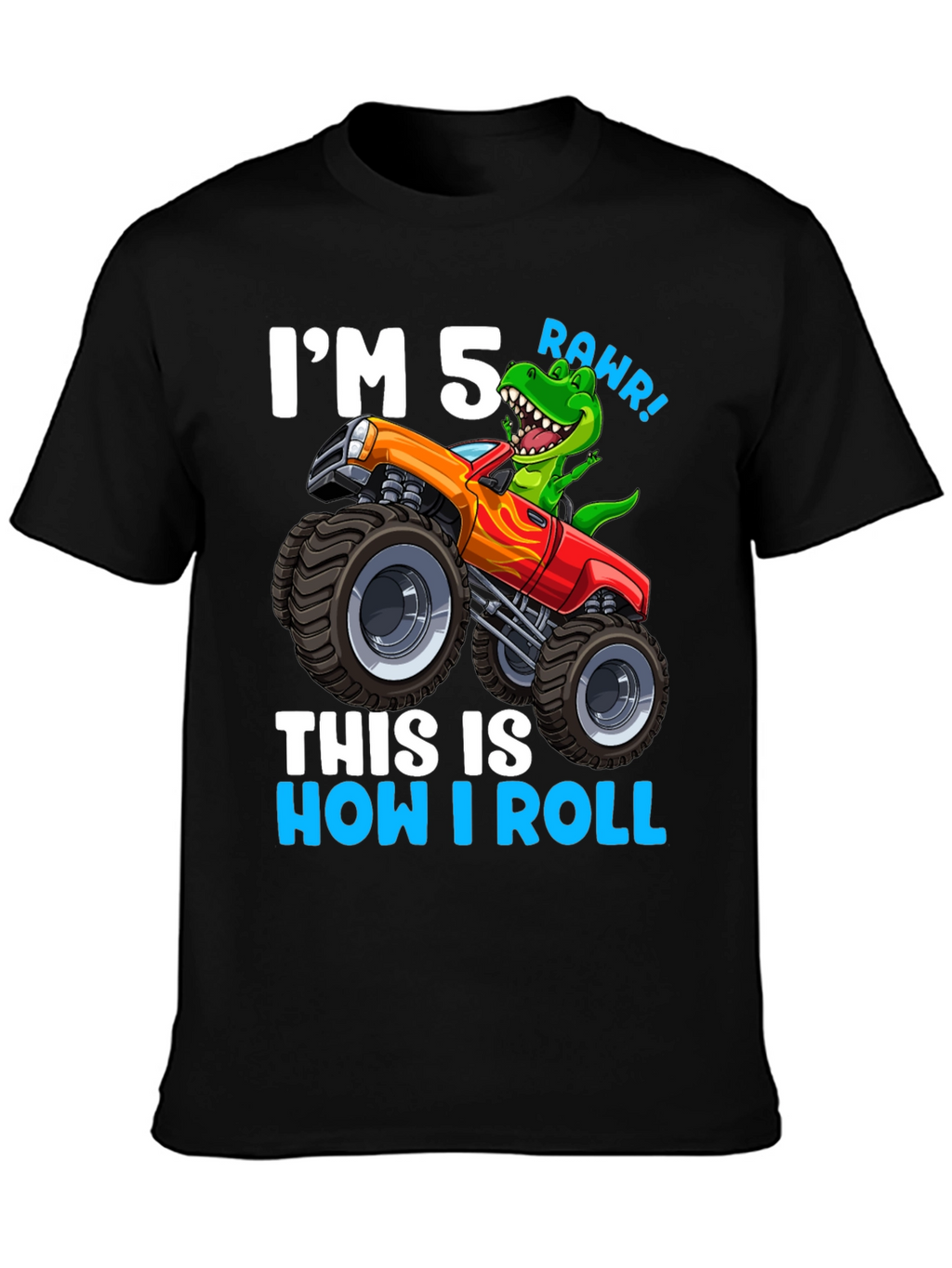 5th Birthday Monster Truck Dinosaur T-Shirt