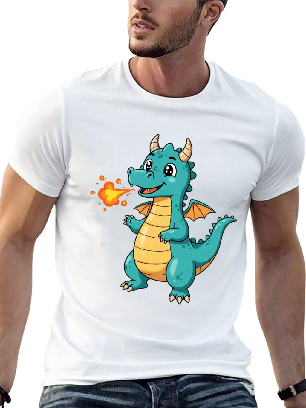 Cute Fire Dragon Graphic Tee - Kids Fun Shirt