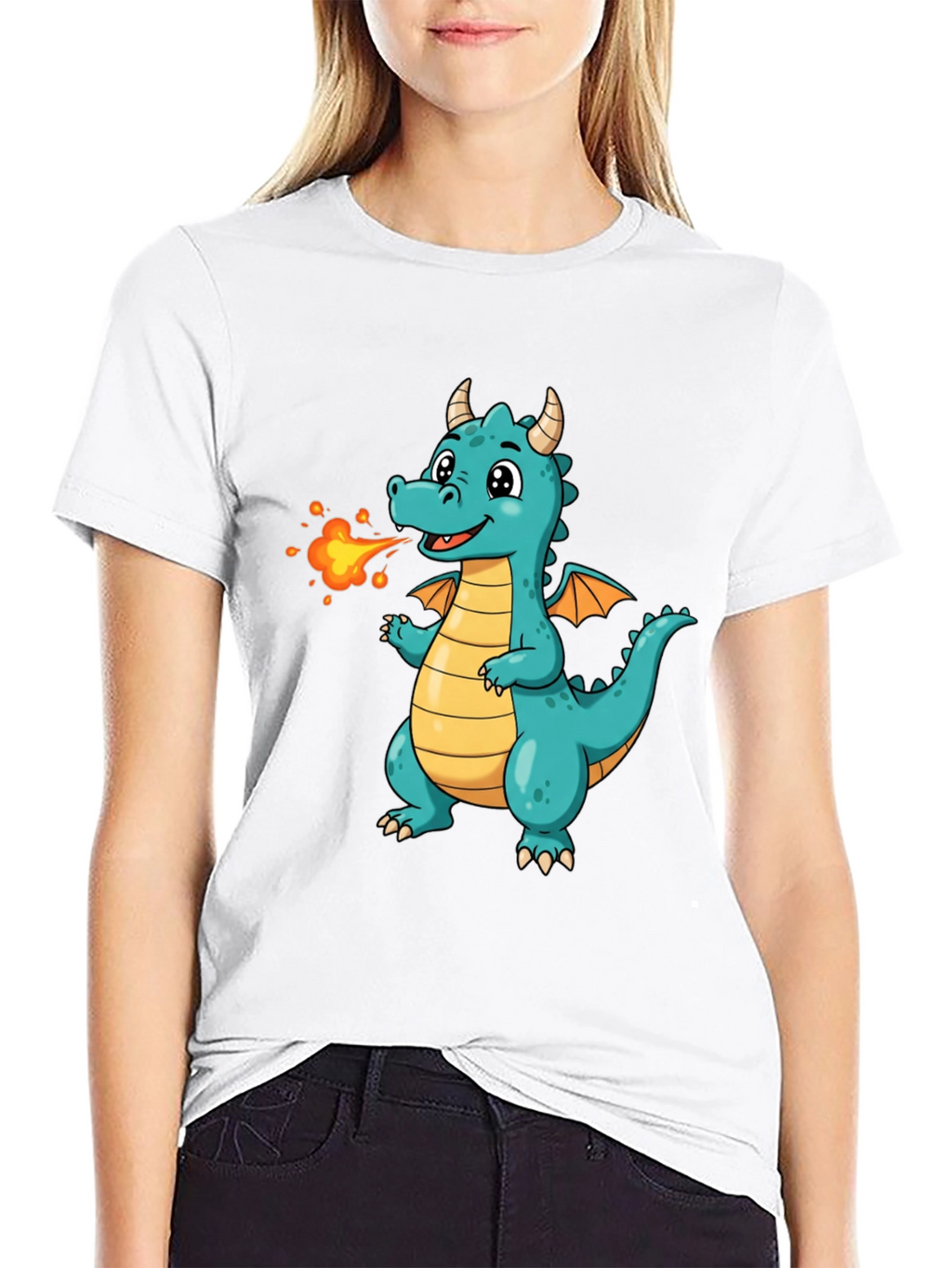 Cute Fire Dragon Graphic Tee - Kids Fun Shirt