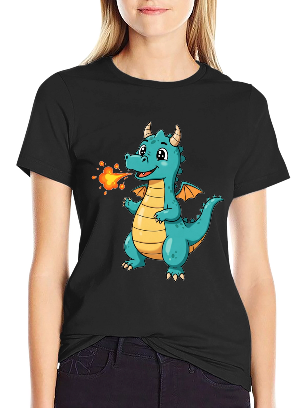 Cute Fire Dragon Graphic Tee - Kids Fun Shirt
