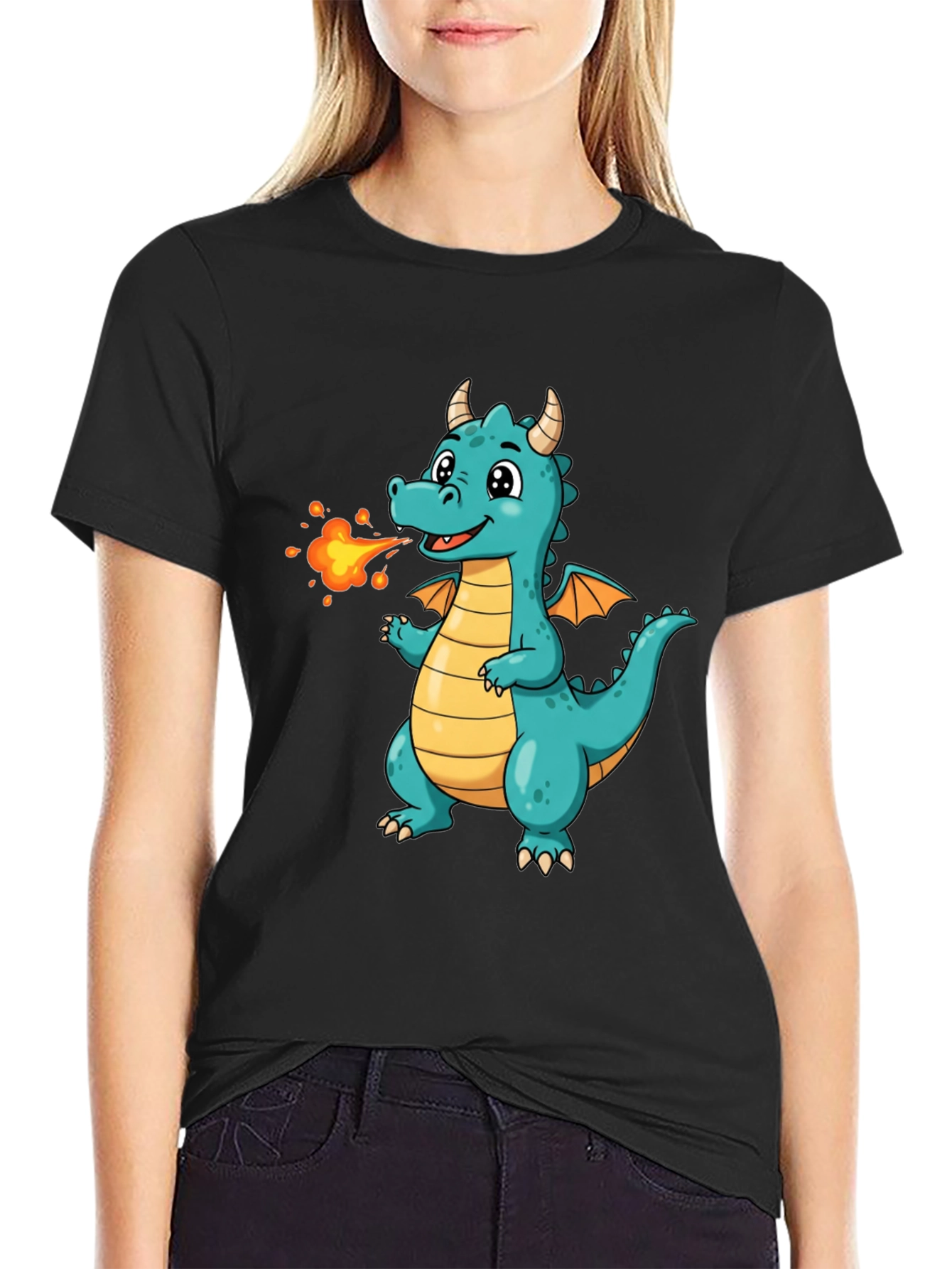 Cute Fire Dragon Graphic Tee - Kids Fun Shirt