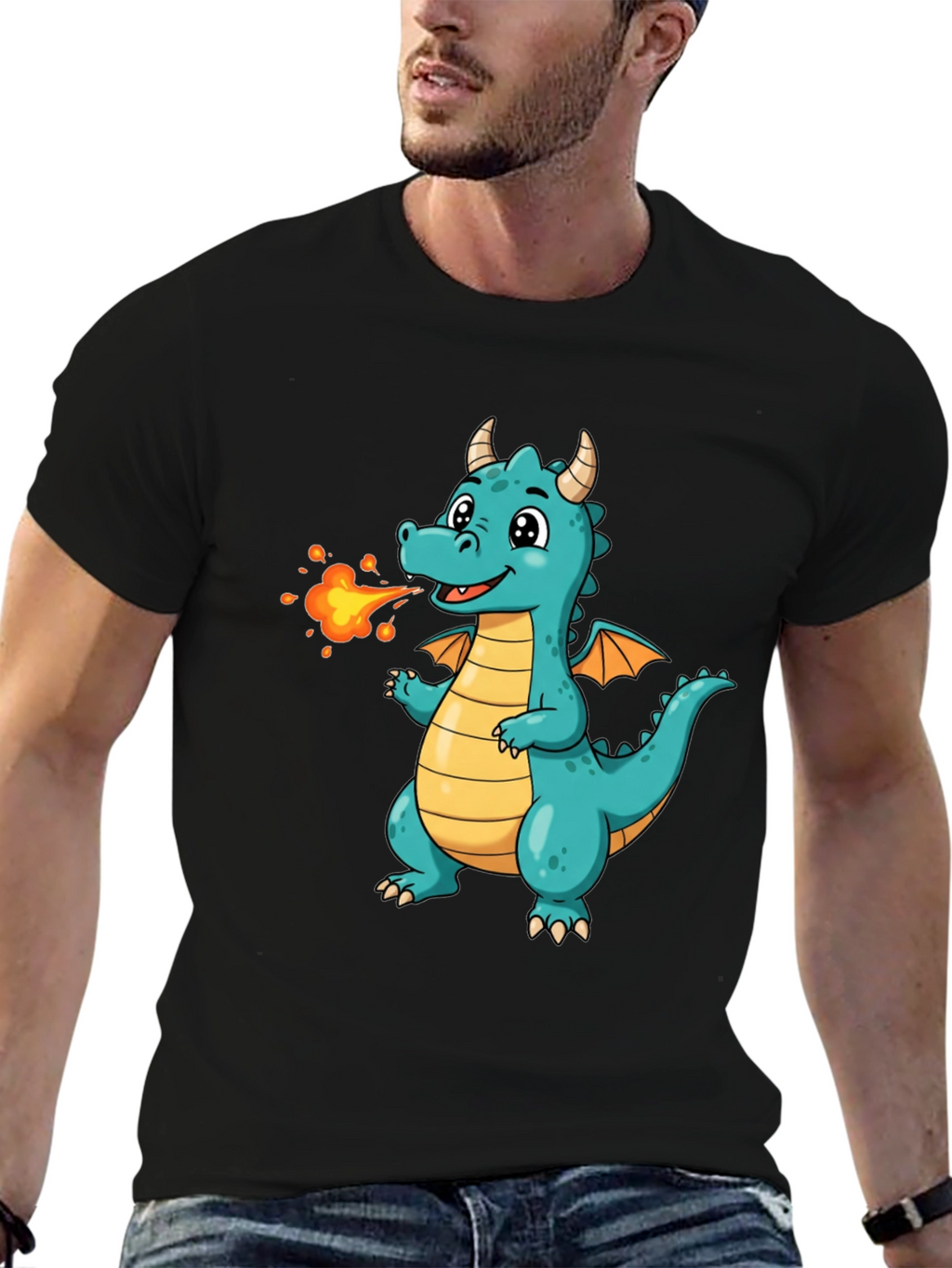 Cute Fire Dragon Graphic Tee - Kids Fun Shirt
