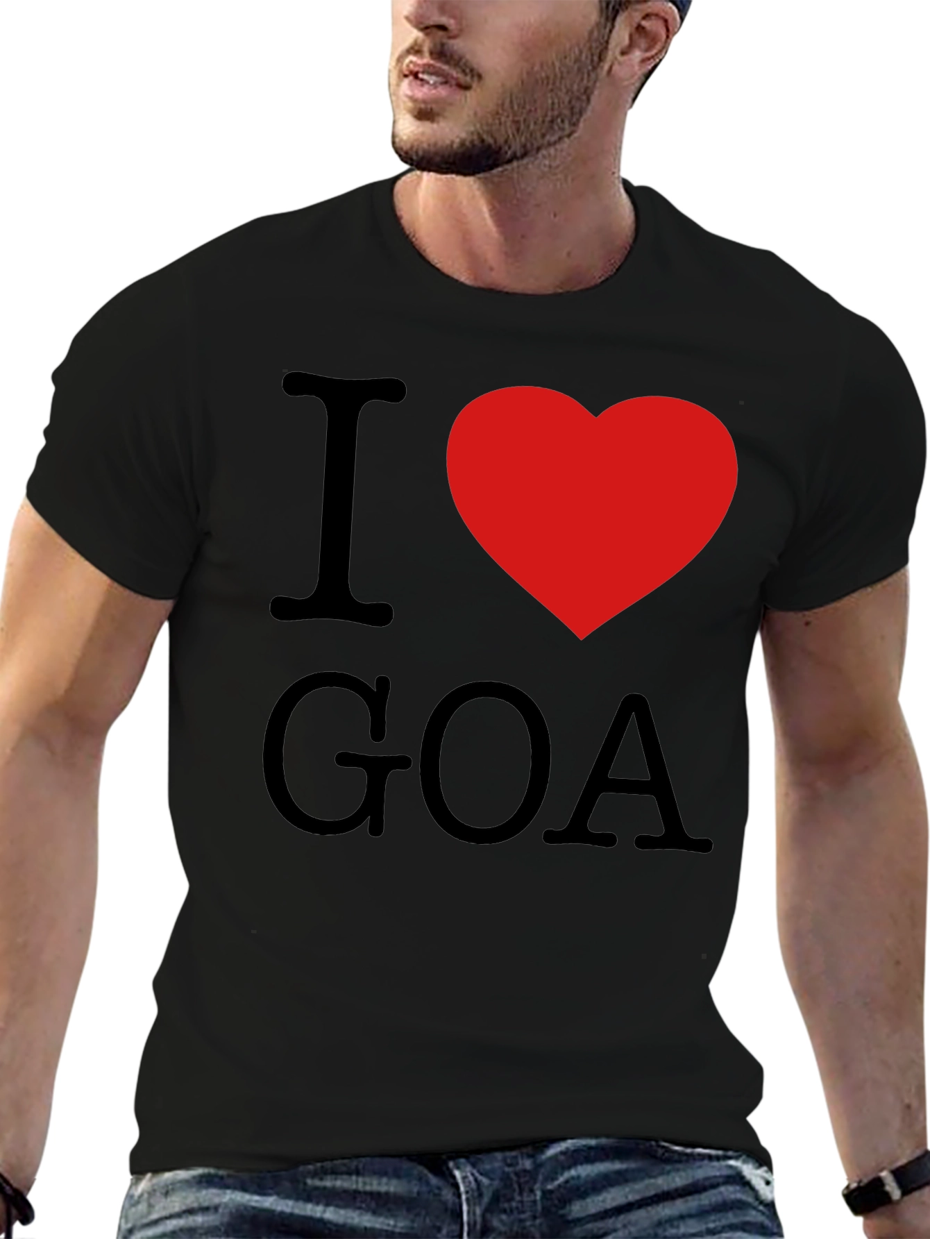 I Love Goa T-Shirt - Black with Red Heart