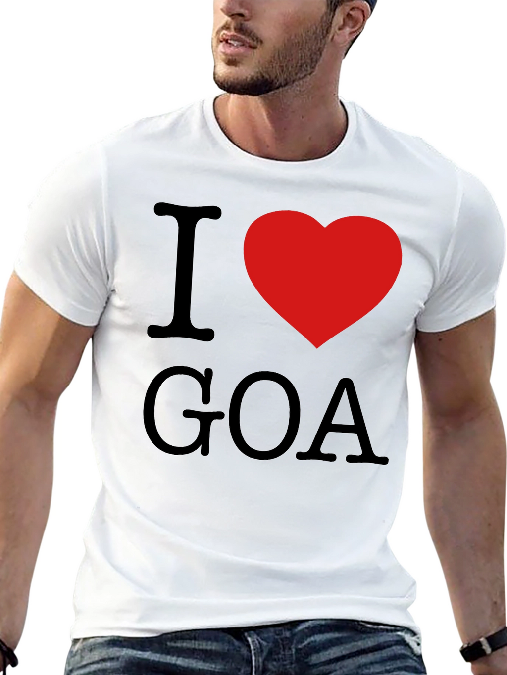 I Love Goa T-Shirt - Black with Red Heart